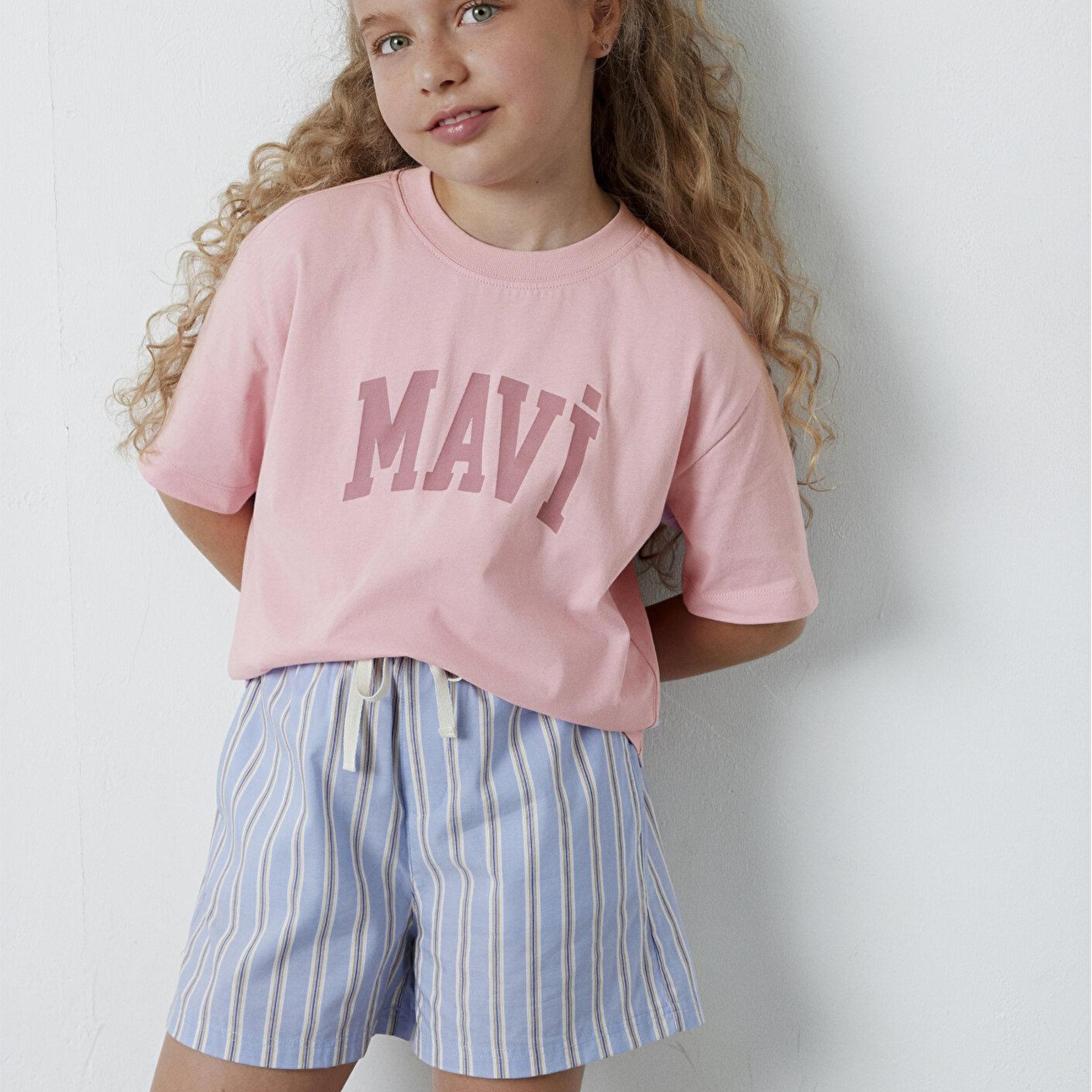 Mavi Mavi Logo Baskılı Pembe Tişört Loose Fit / Bol Rahat Kesim 7610479-71015