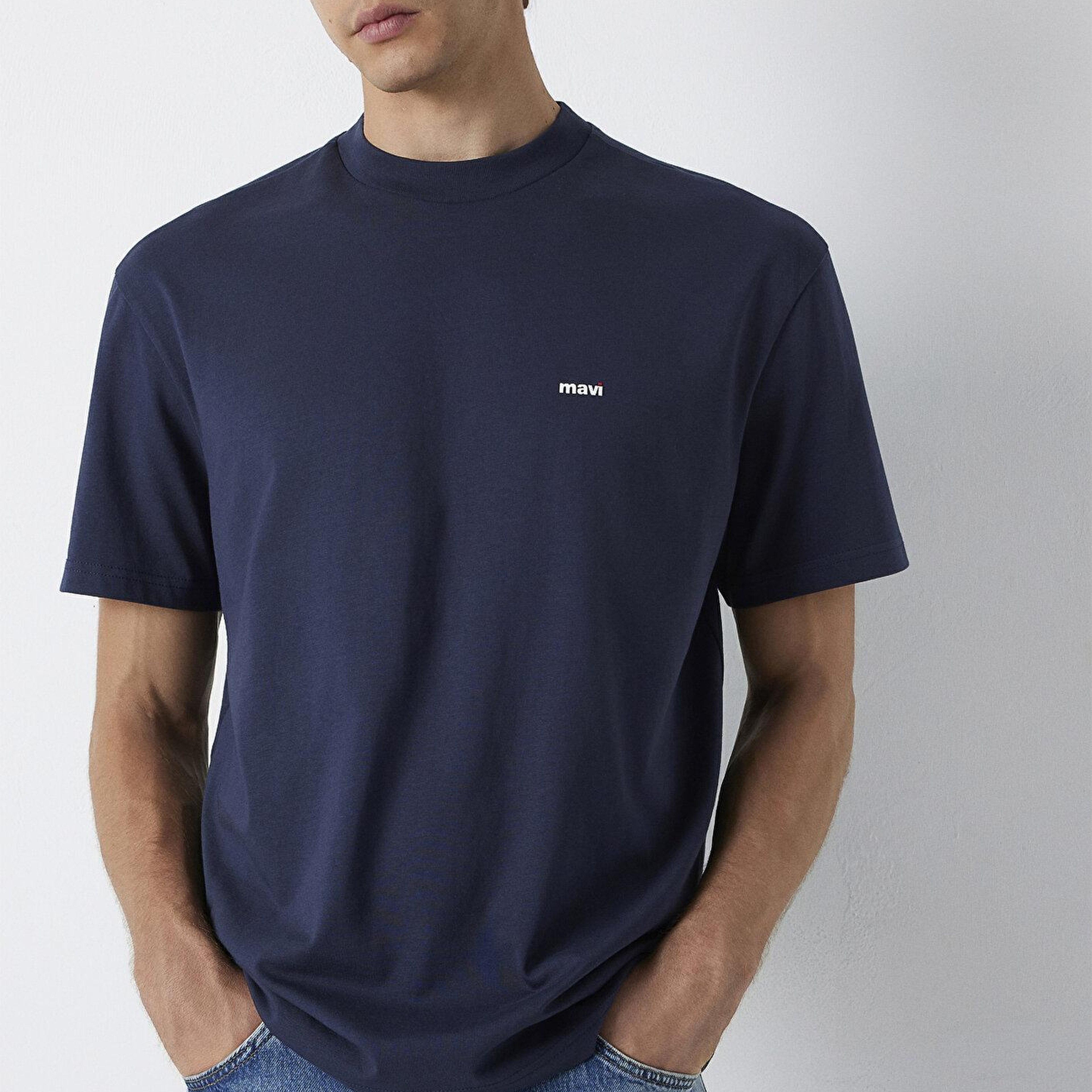 Mavi Lacivert Basic Tişört Loose Fit / Bol Rahat Kesim 0612216-70490
