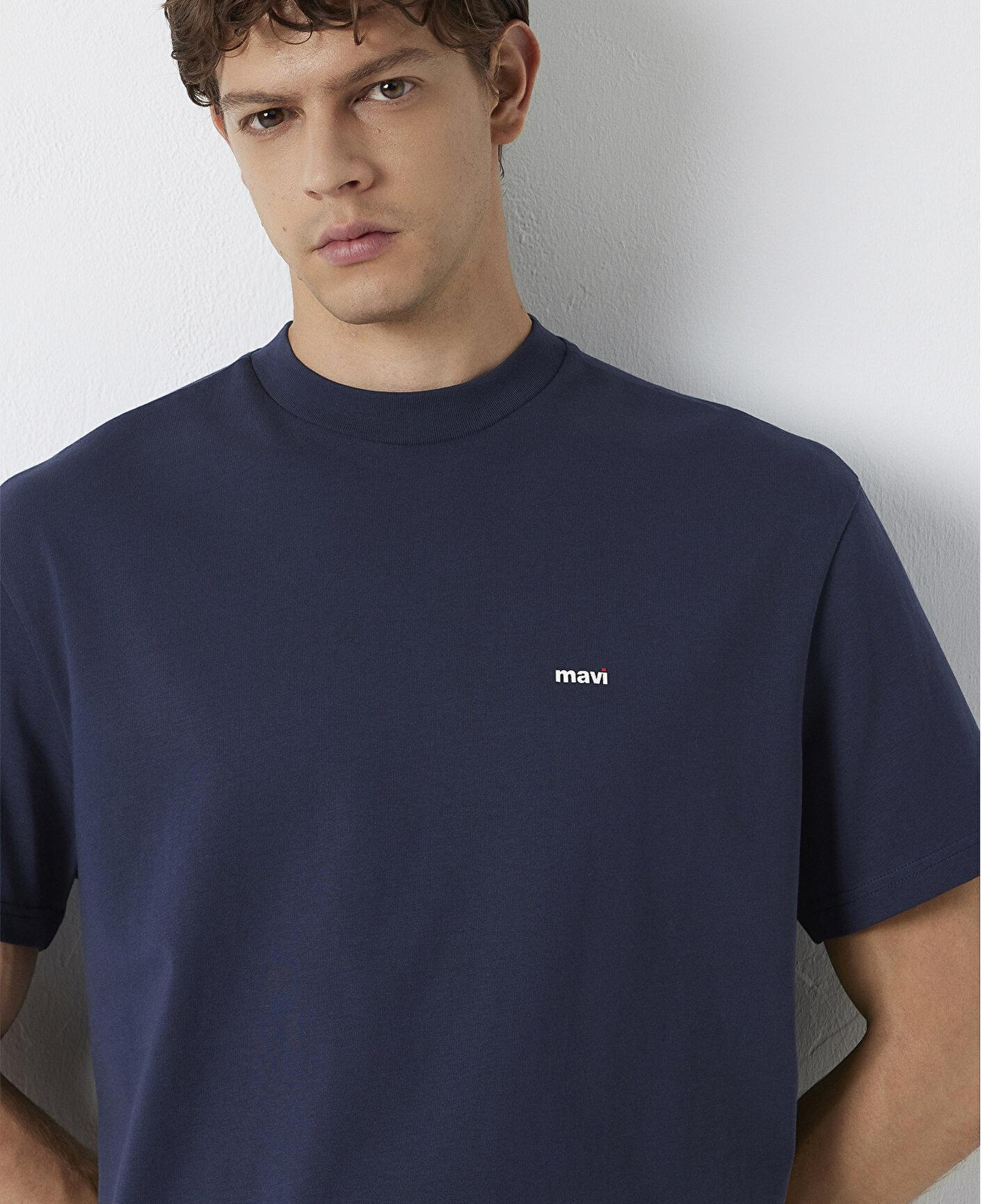 Mavi Lacivert Basic Tişört Loose Fit / Bol Rahat Kesim 0612216-70490