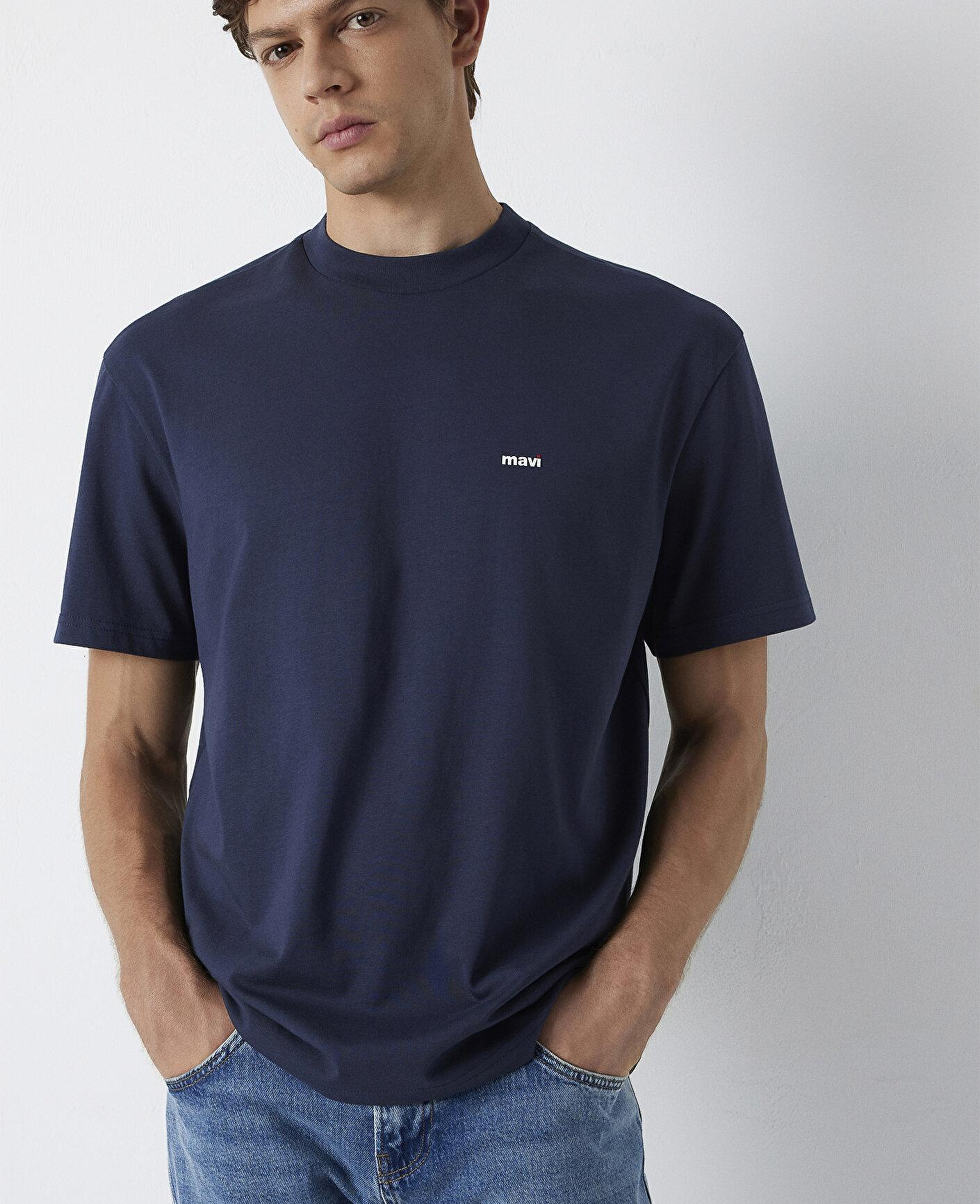 Mavi Lacivert Basic Tişört Loose Fit / Bol Rahat Kesim 0612216-70490