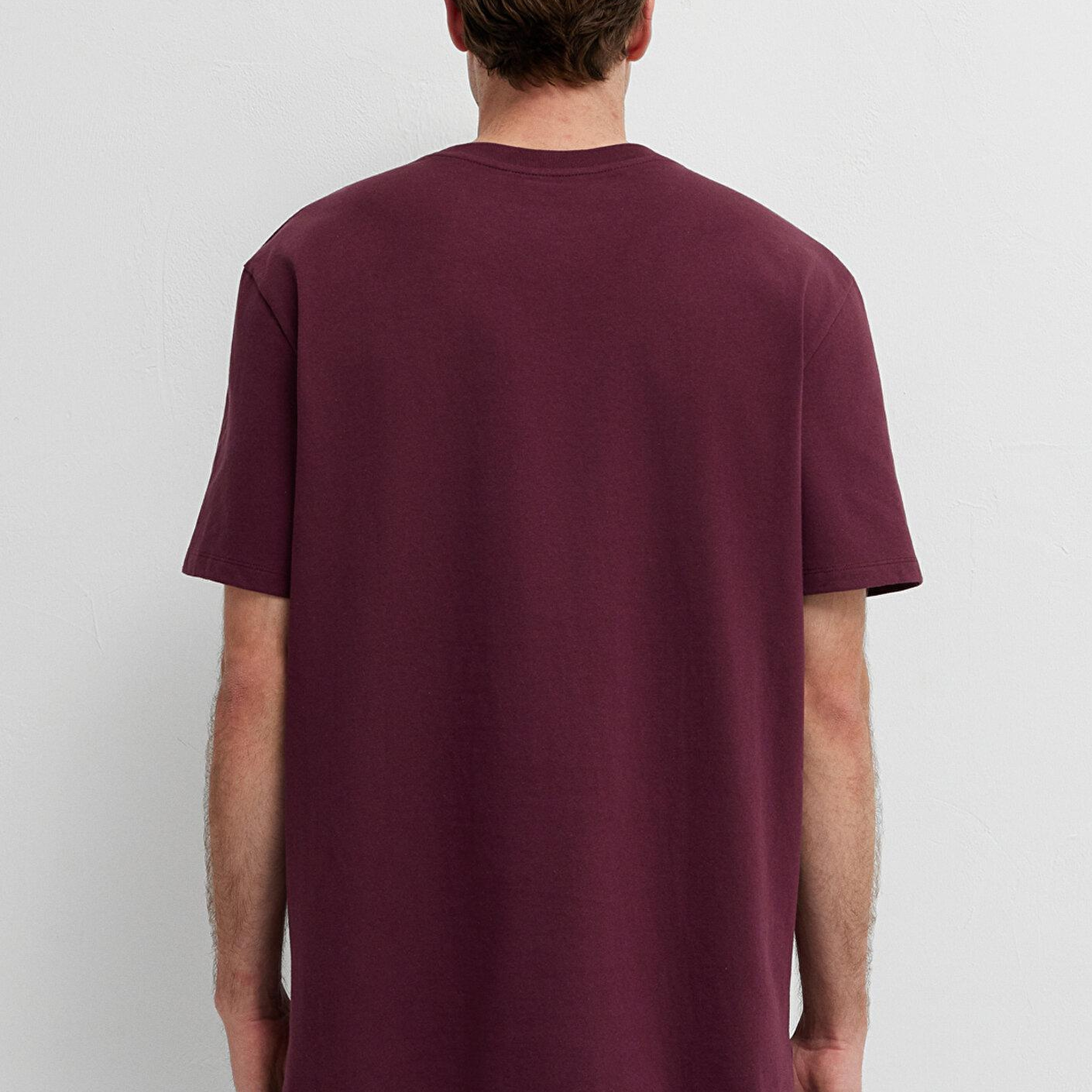 Mavi Bordo Basic Tişört Loose Fit / Bol Rahat Kesim 066248-70434