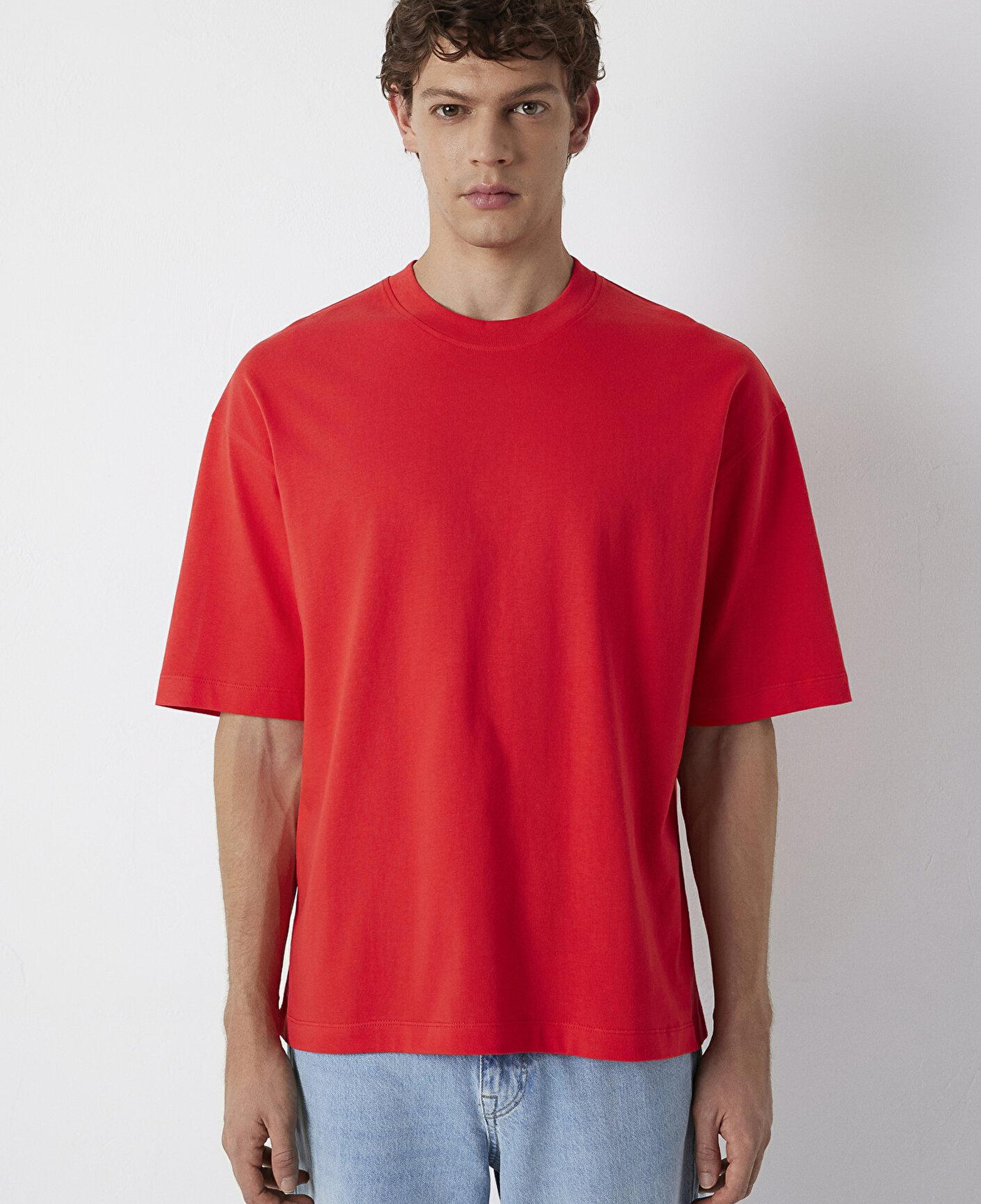 Mavi Kırmızı Basic Tişört Oversize / Geniş Kesim 0613113-70465