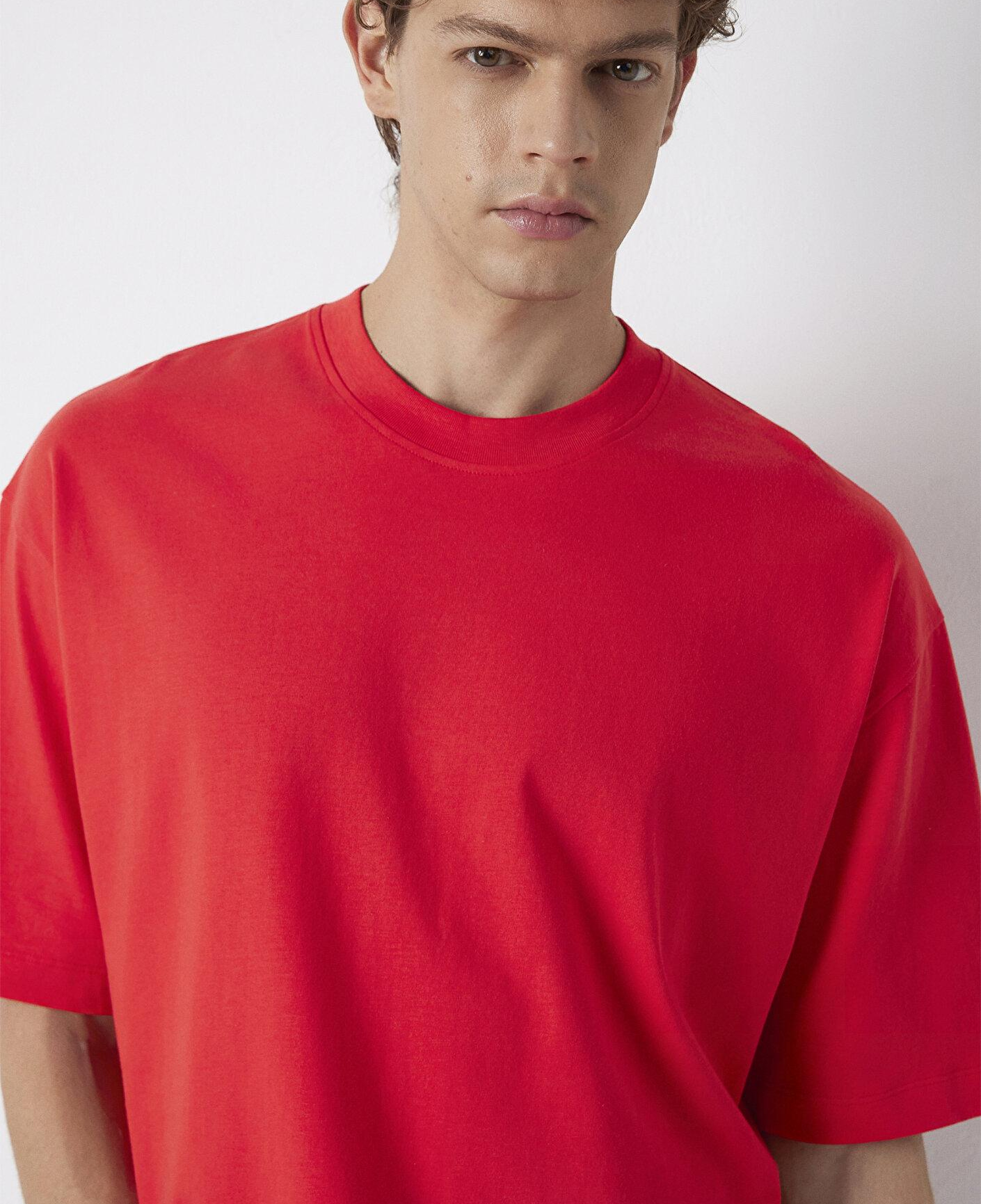 Mavi Kırmızı Basic Tişört Oversize / Geniş Kesim 0613113-70465