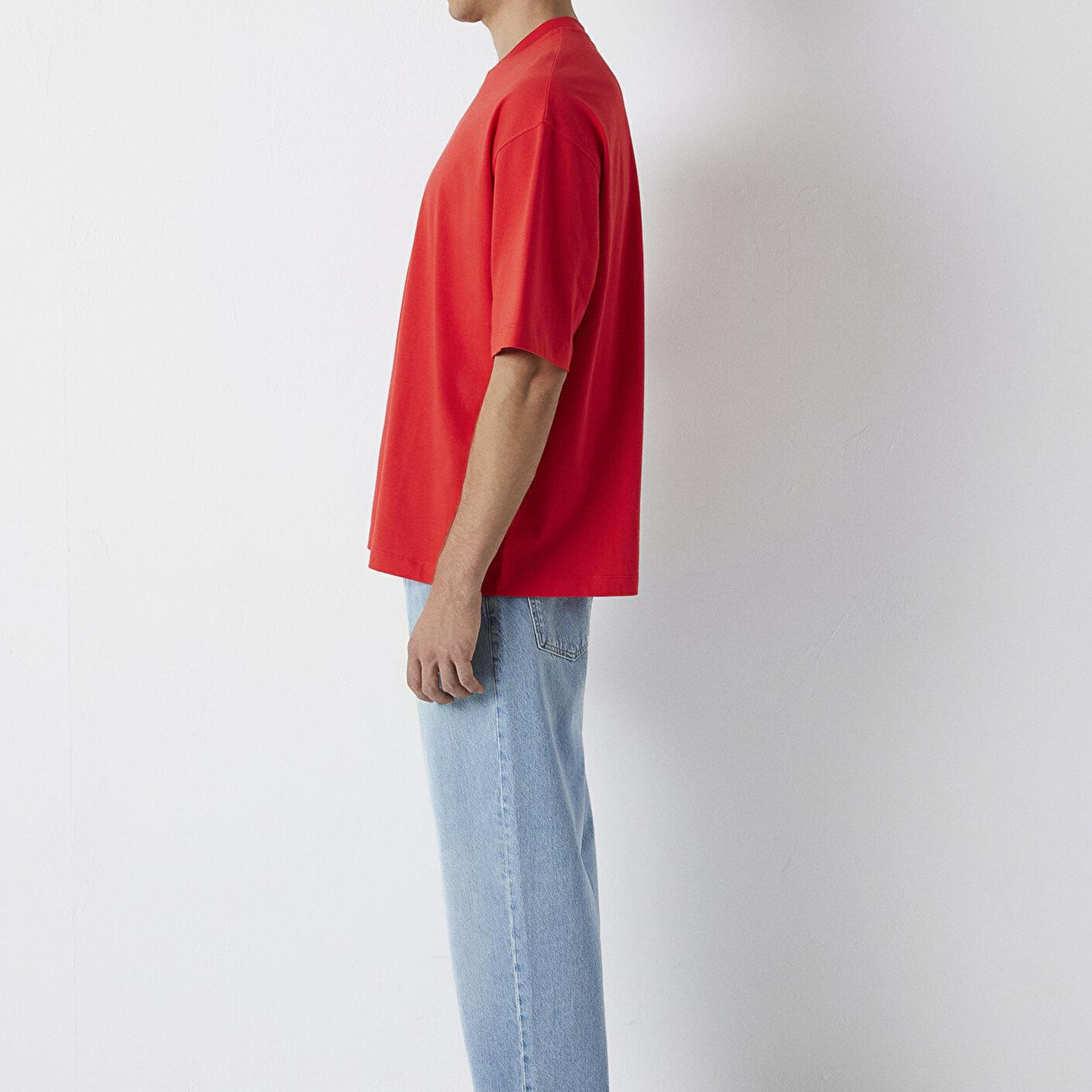 Mavi Kırmızı Basic Tişört Oversize / Geniş Kesim 0613113-70465