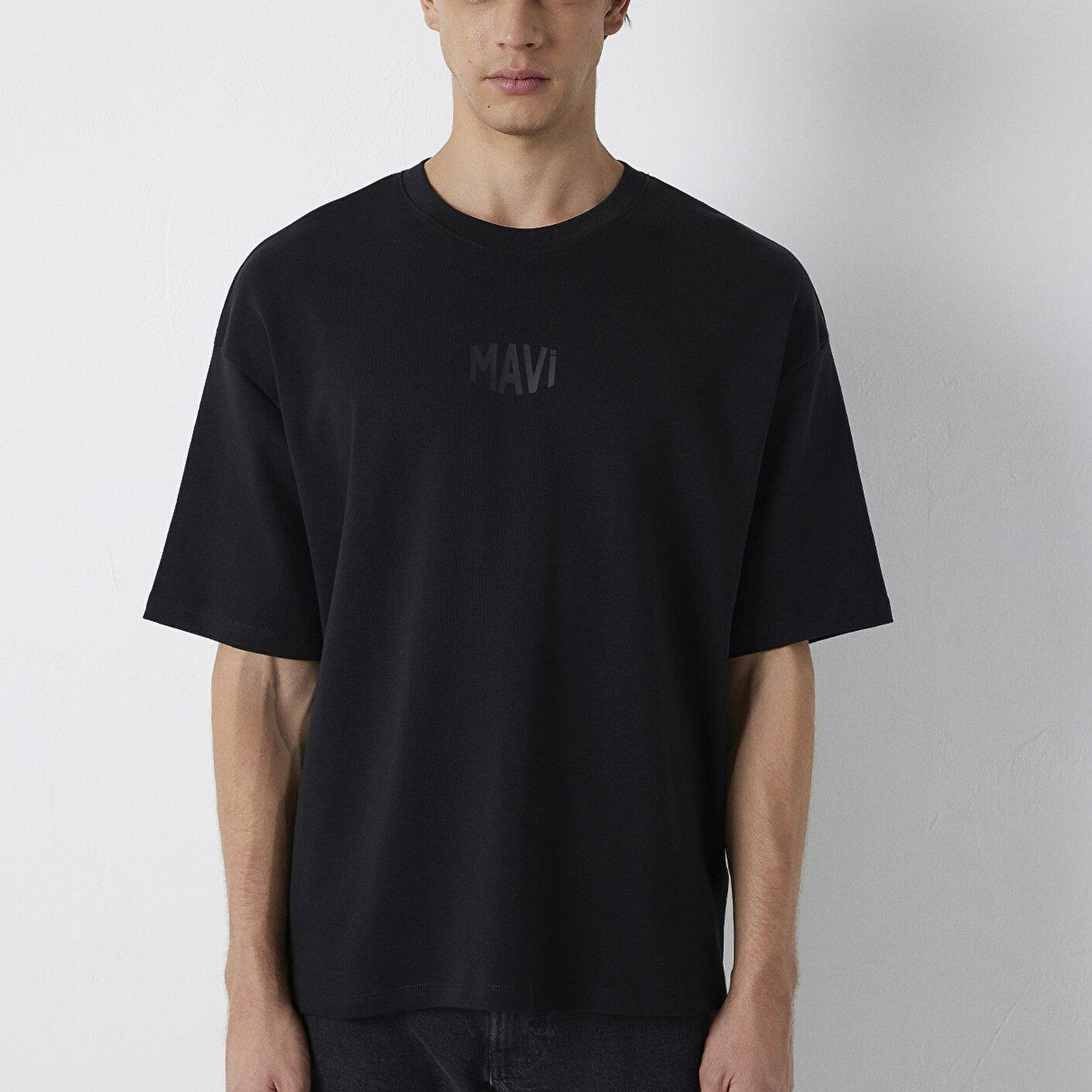 Mavi Mavi Logo Baskılı Siyah Tişört Oversize / Geniş Kesim 0613581-900