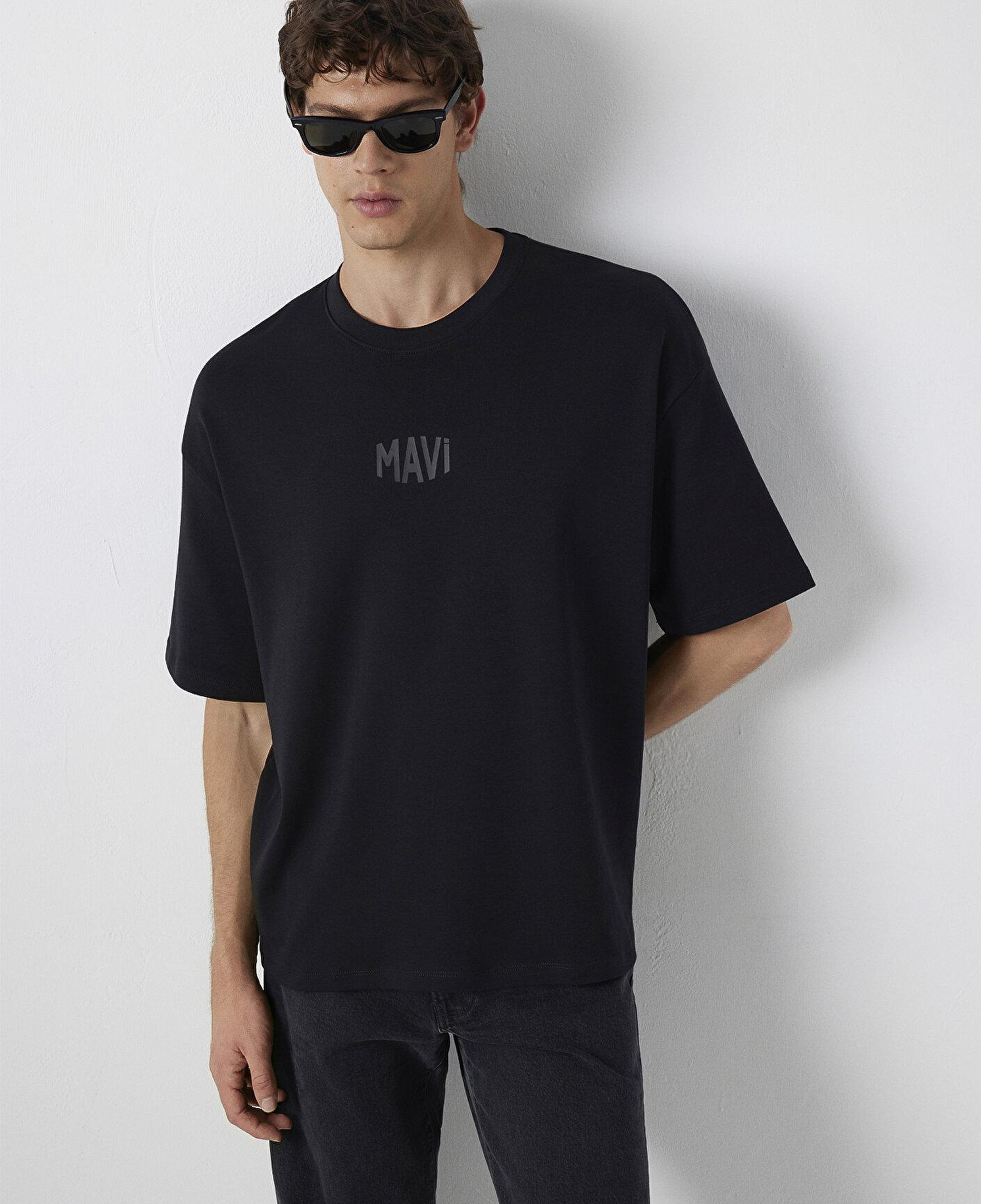 Mavi Mavi Logo Baskılı Siyah Tişört Oversize / Geniş Kesim 0613581-900