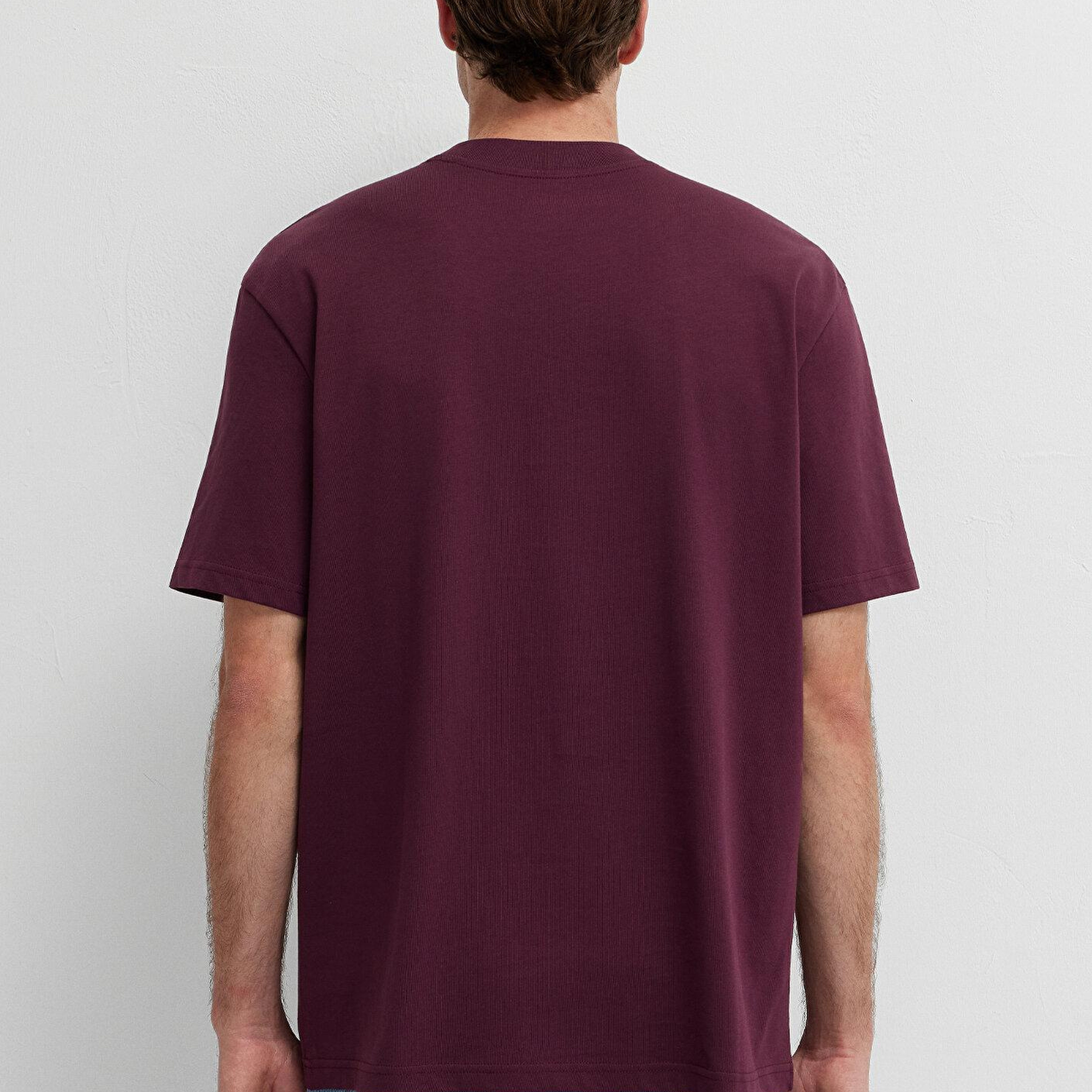 Mavi Bordo Basic Tişört Loose Fit / Bol Rahat Kesim 0612216-70434