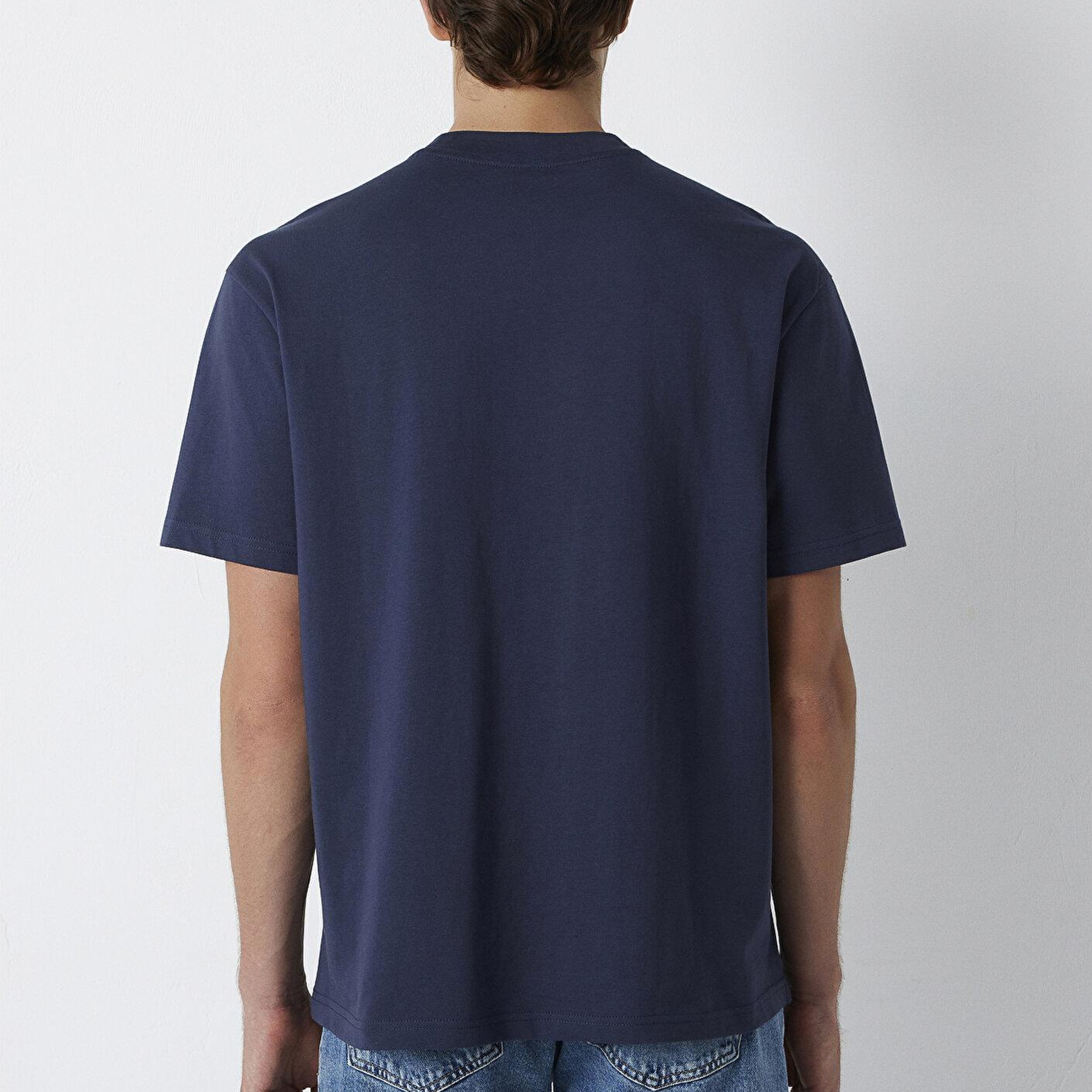 Mavi Lacivert Basic Tişört Loose Fit / Bol Rahat Kesim 0612216-70490
