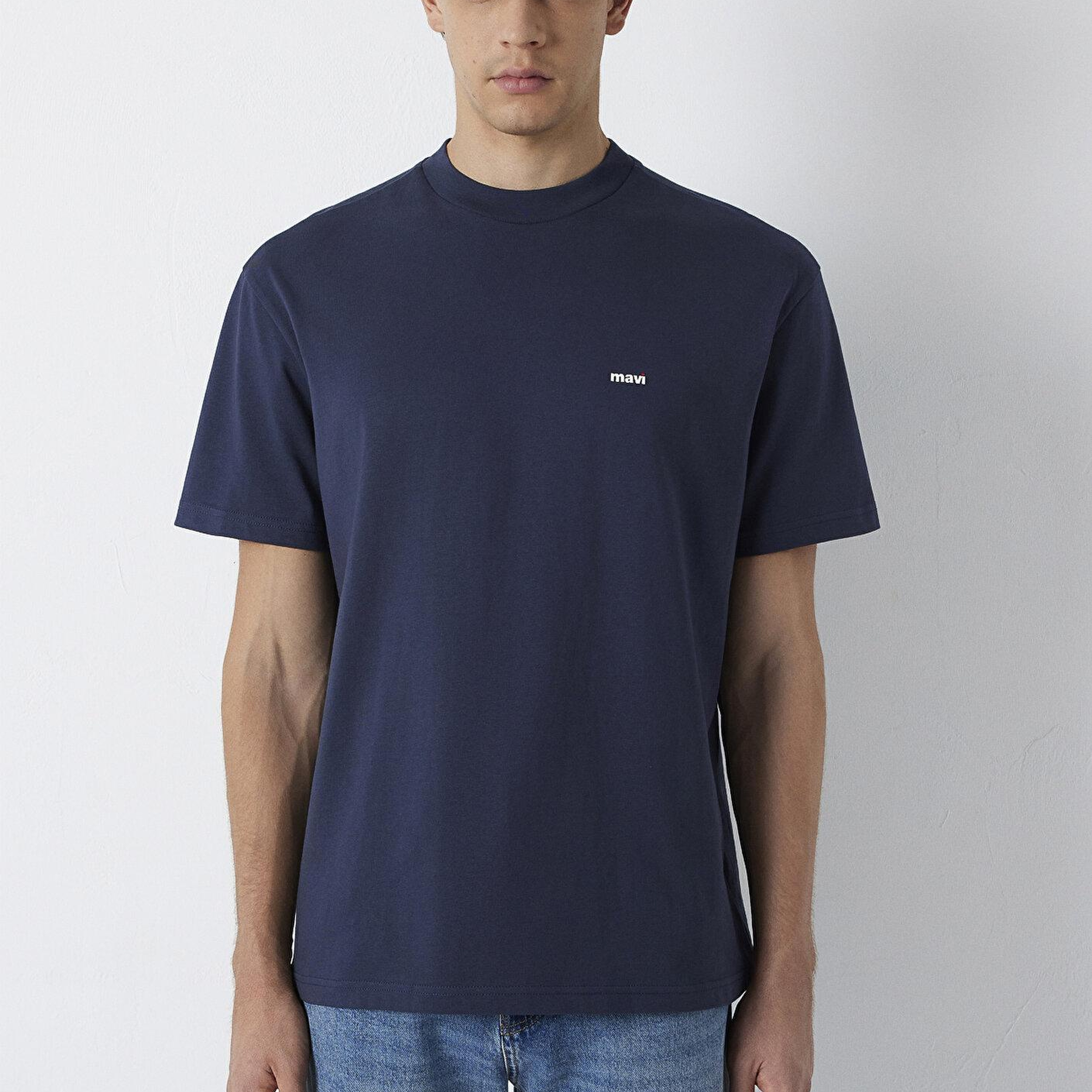 Mavi Lacivert Basic Tişört Loose Fit / Bol Rahat Kesim 0612216-70490