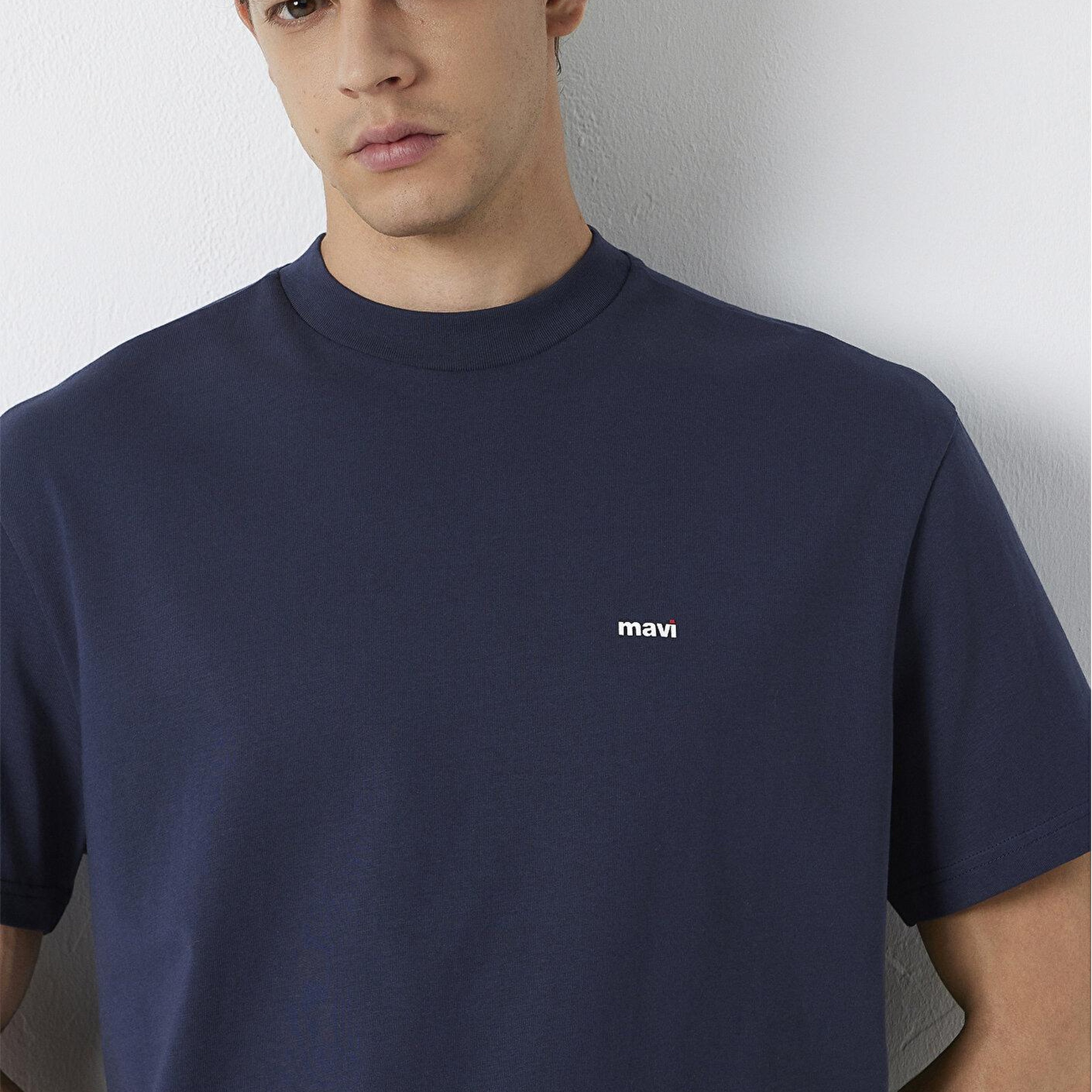 Mavi Lacivert Basic Tişört Loose Fit / Bol Rahat Kesim 0612216-70490