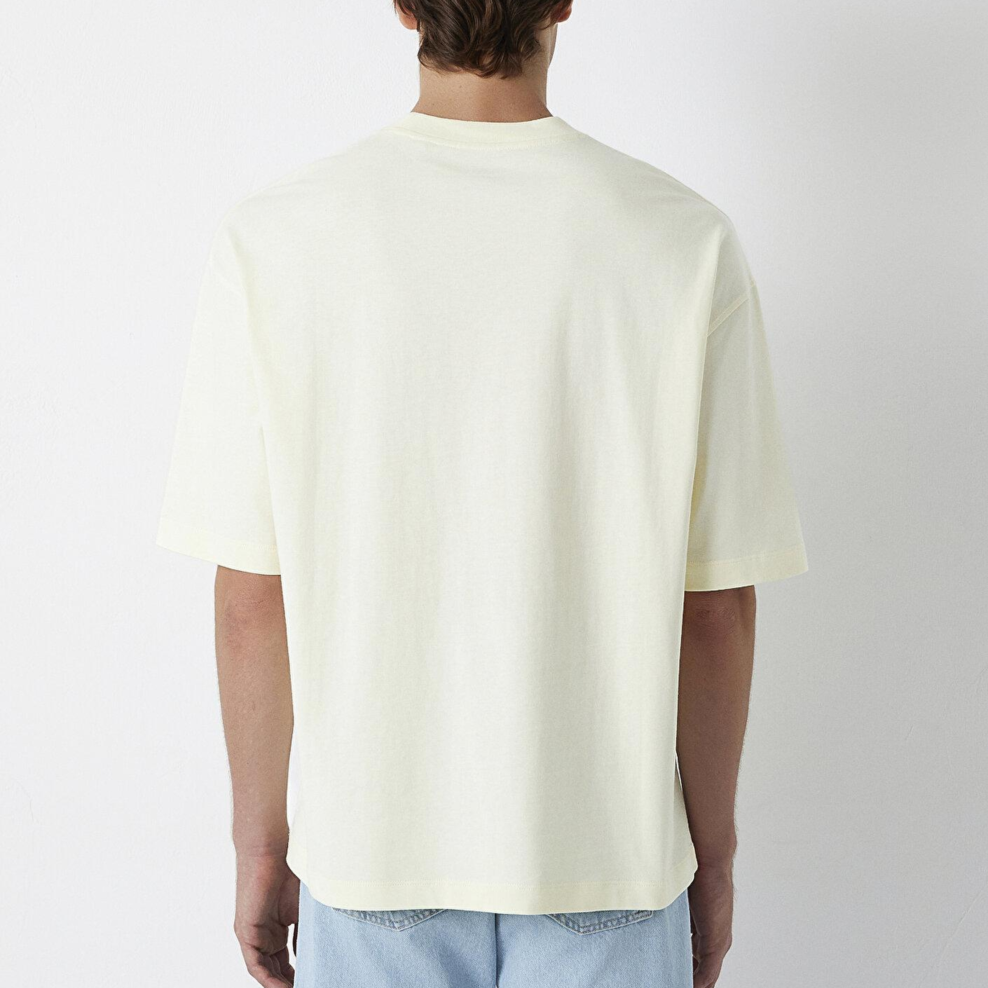 Mavi Ekru Basic Tişört Oversize / Geniş Kesim 0613113-70062