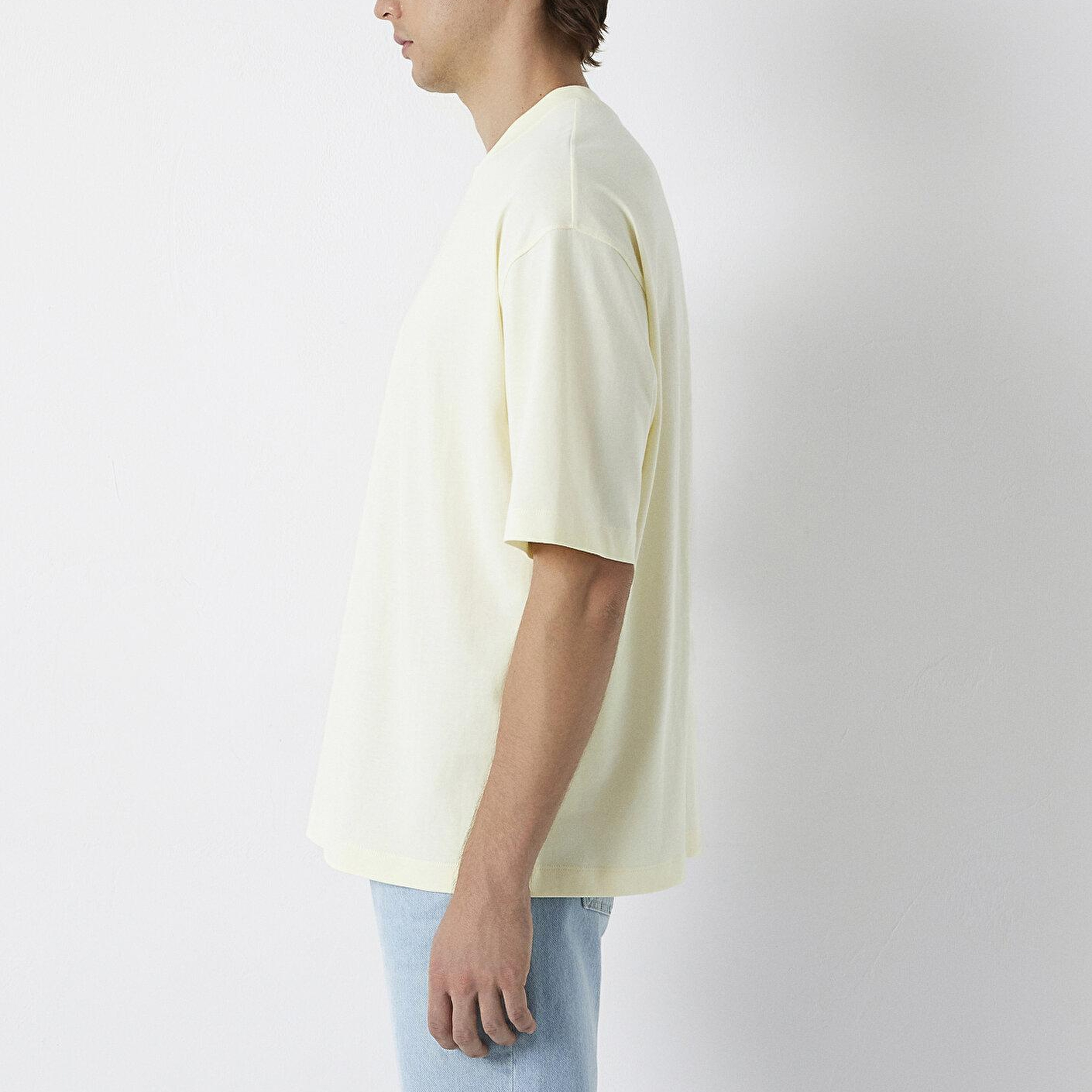 Mavi Ekru Basic Tişört Oversize / Geniş Kesim 0613113-70062