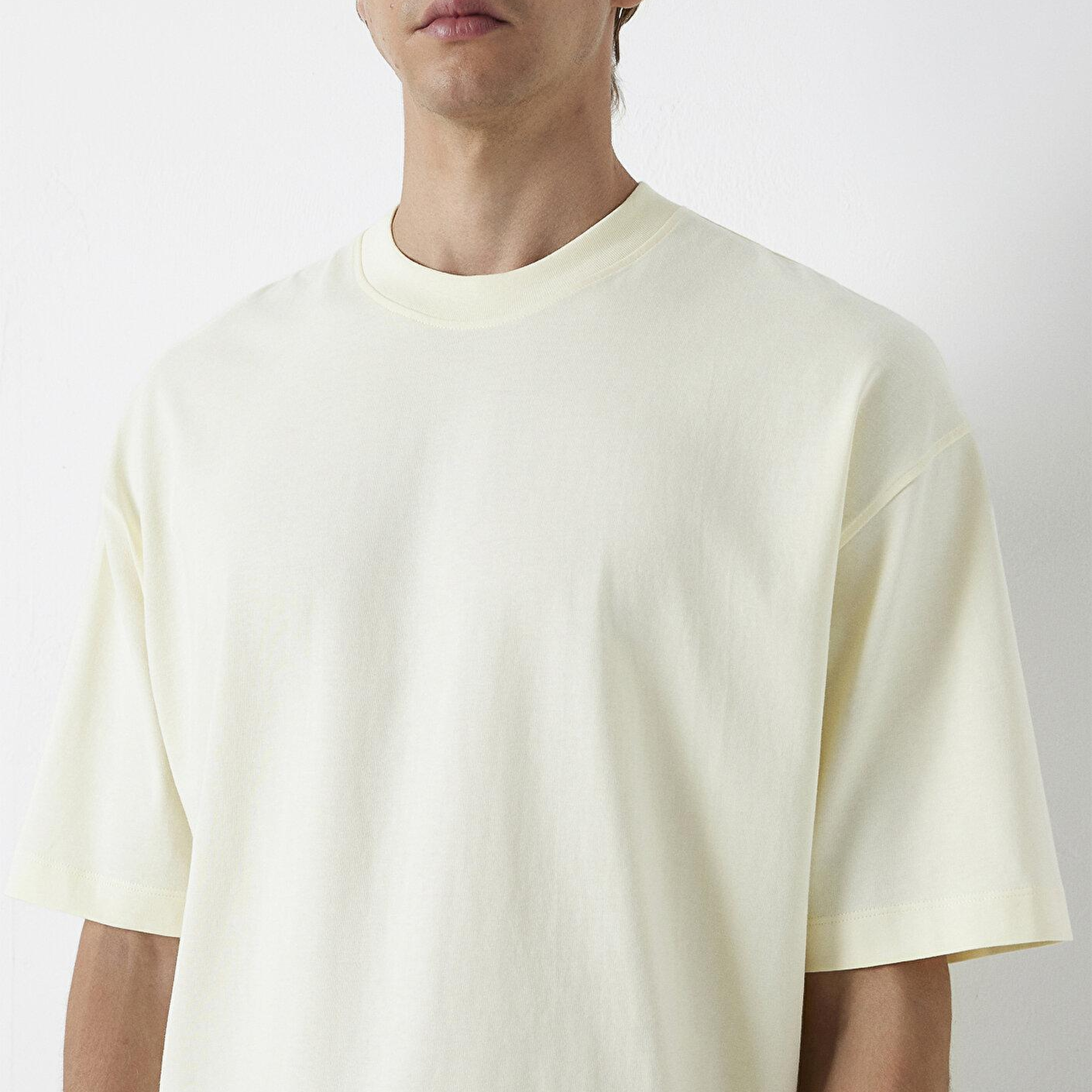 Mavi Ekru Basic Tişört Oversize / Geniş Kesim 0613113-70062