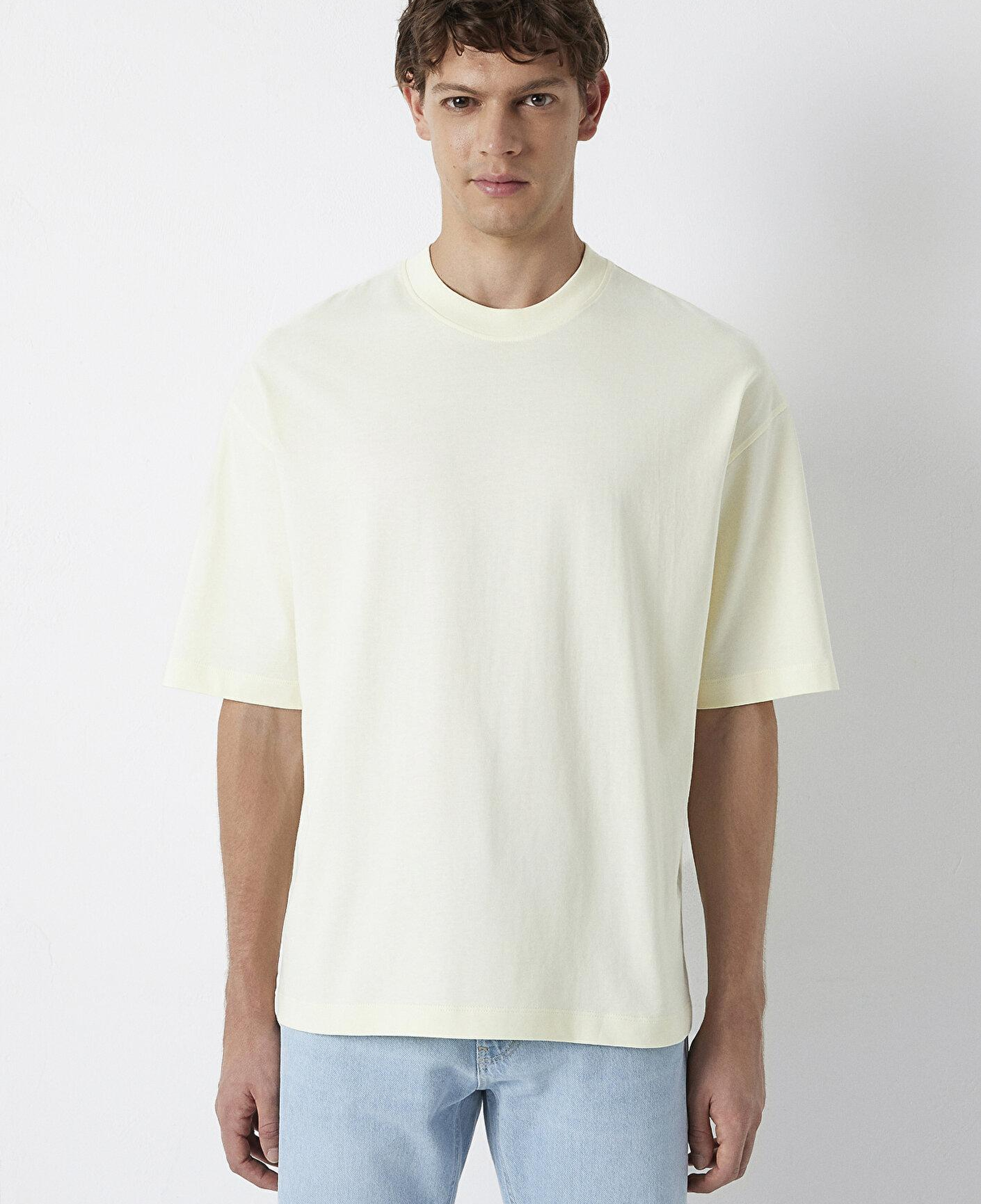 Mavi Ekru Basic Tişört Oversize / Geniş Kesim 0613113-70062