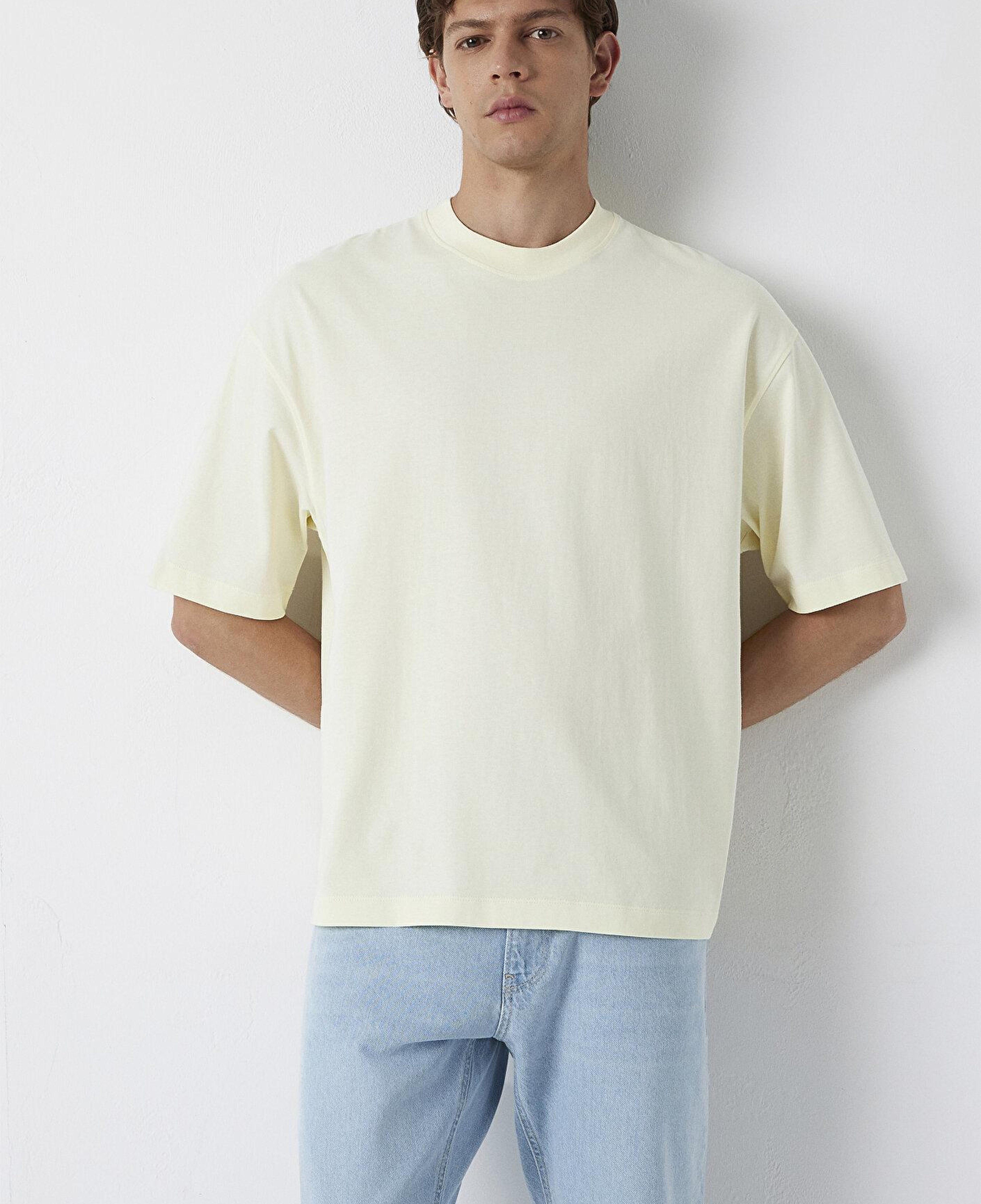 Mavi Ekru Basic Tişört Oversize / Geniş Kesim 0613113-70062