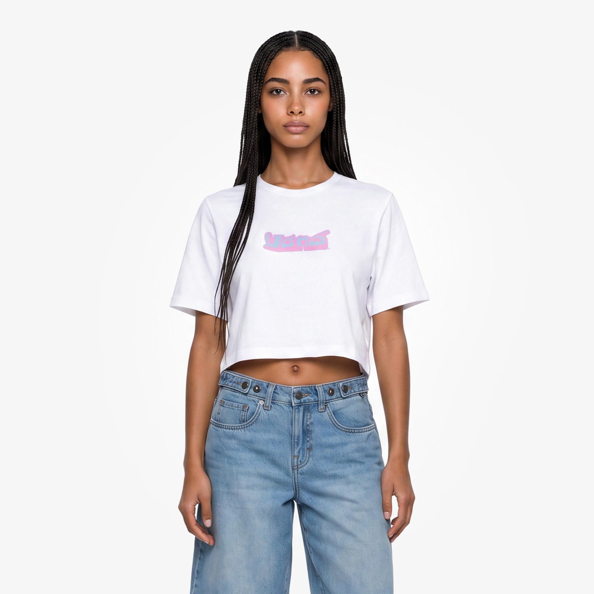 Vans Y2K Boho Relax Crop Kadın Beyaz T-Shirt