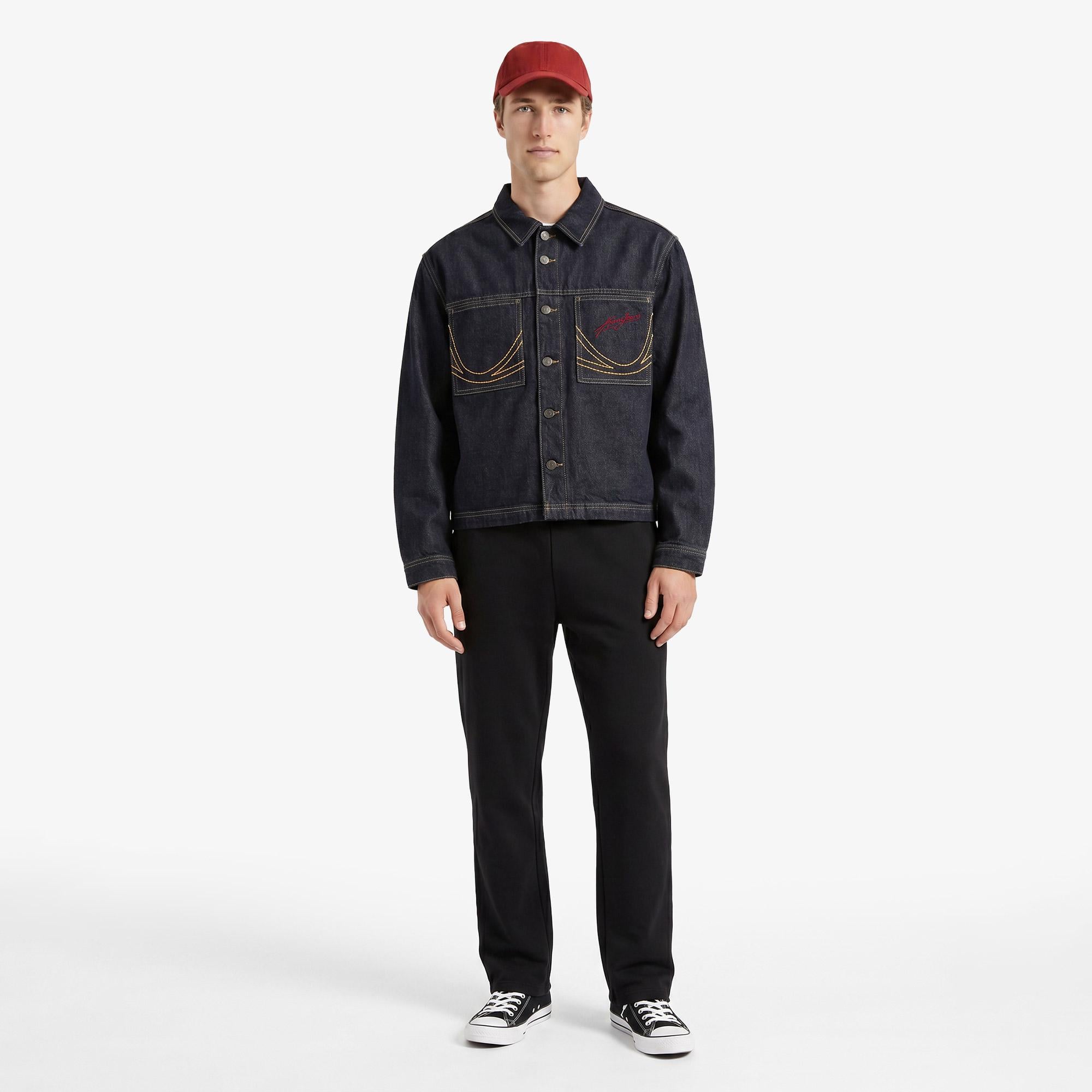 Karl Kani Jeans Cropped Rinsed Denim Erkek Mavi Ceket