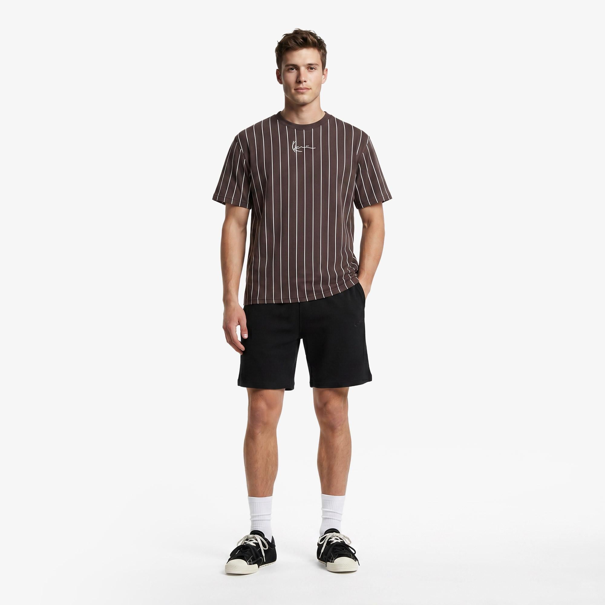 Karl Kani Small Signature Essential Pinstripe Erkek Kahverengi T-Shirt