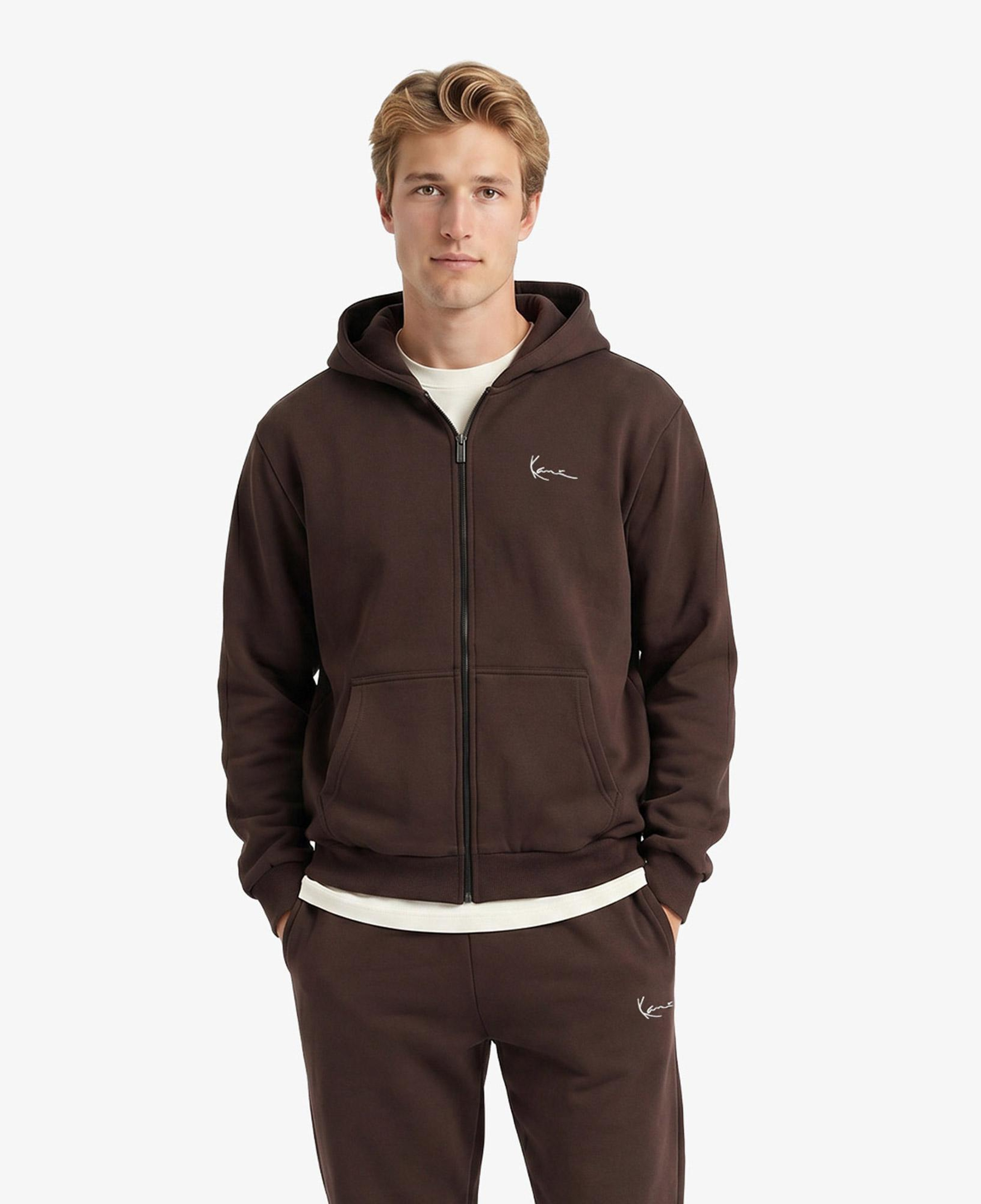 Karl Kani Small Signature Essential OS Zip Erkek Kahverengi Sweatshirt