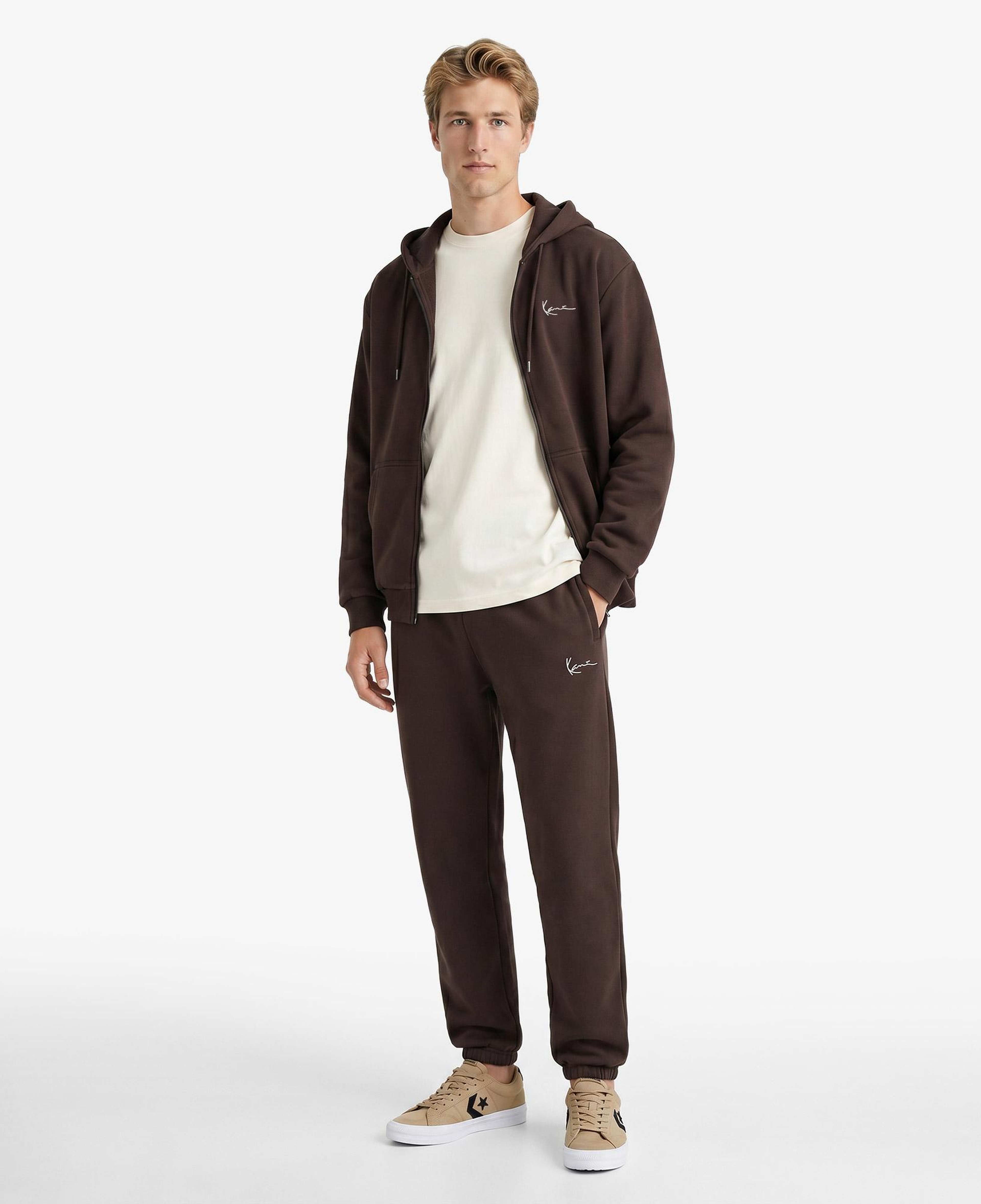 Karl Kani Small Signature Essential OS Zip Erkek Kahverengi Sweatshirt