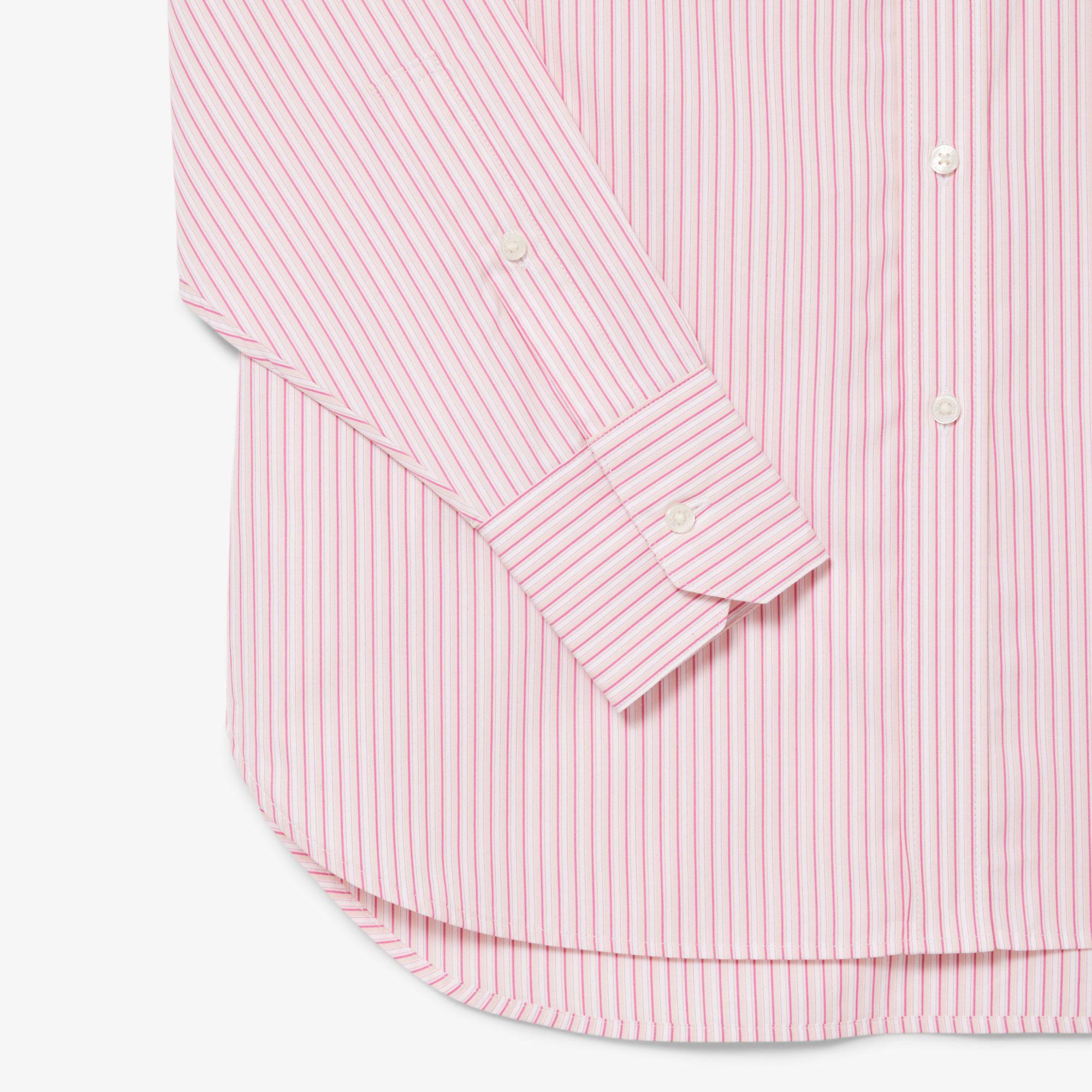Kadın Oversize Fit Çizgili Pembe Gömlek