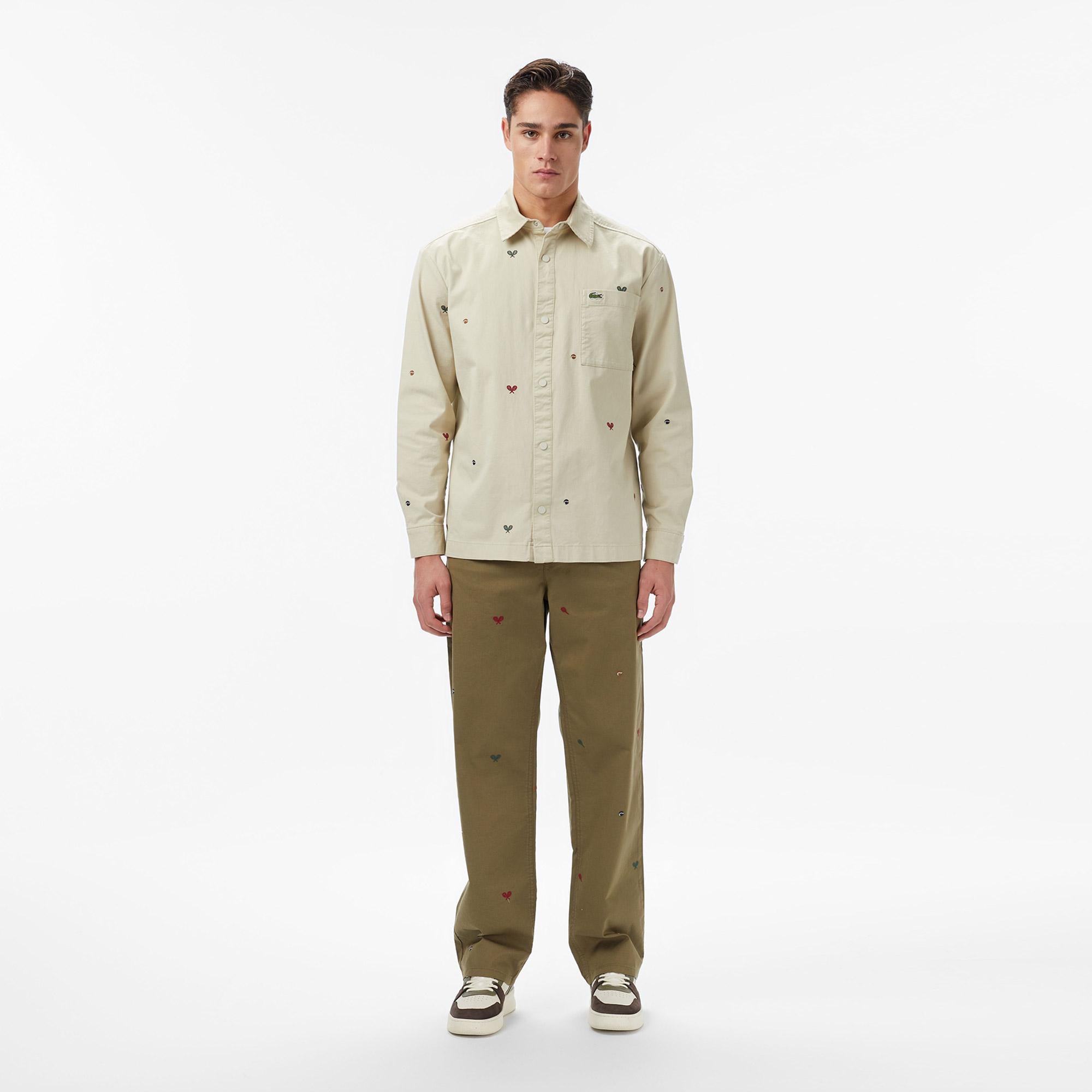 Erkek Relaxed Fit Desenli Haki Pantolon