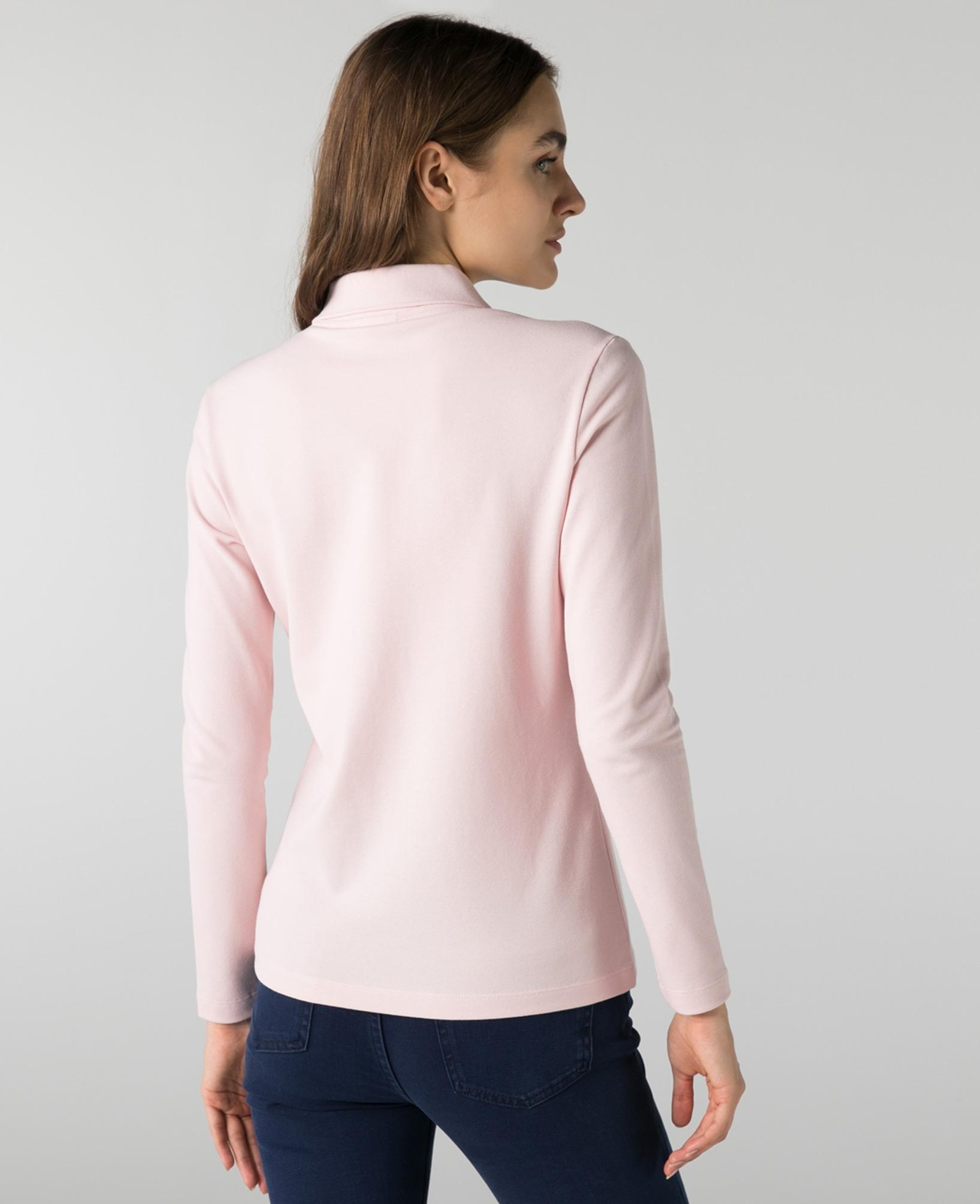 Lacoste Kadın Slim Fit Uzun Kollu Pembe Polo