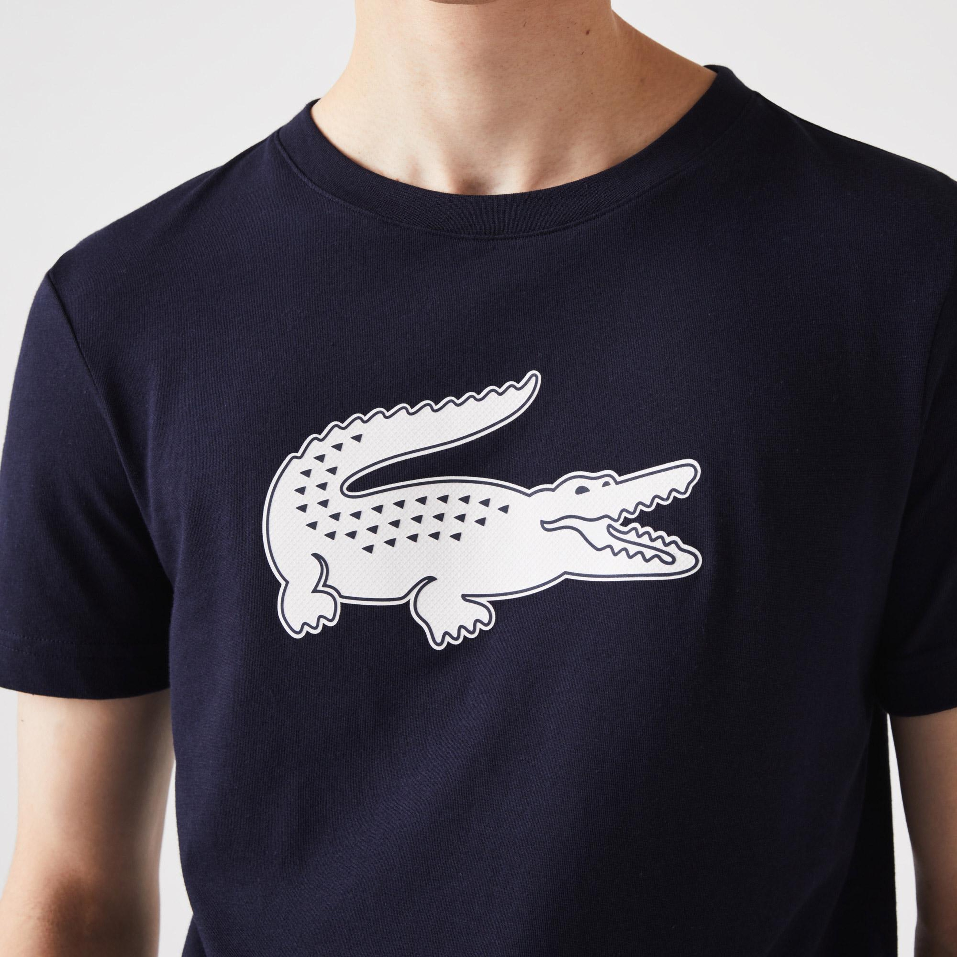 Erkek Regular Fit Bisiklet Yaka Baskılı Lacivert T-Shirt