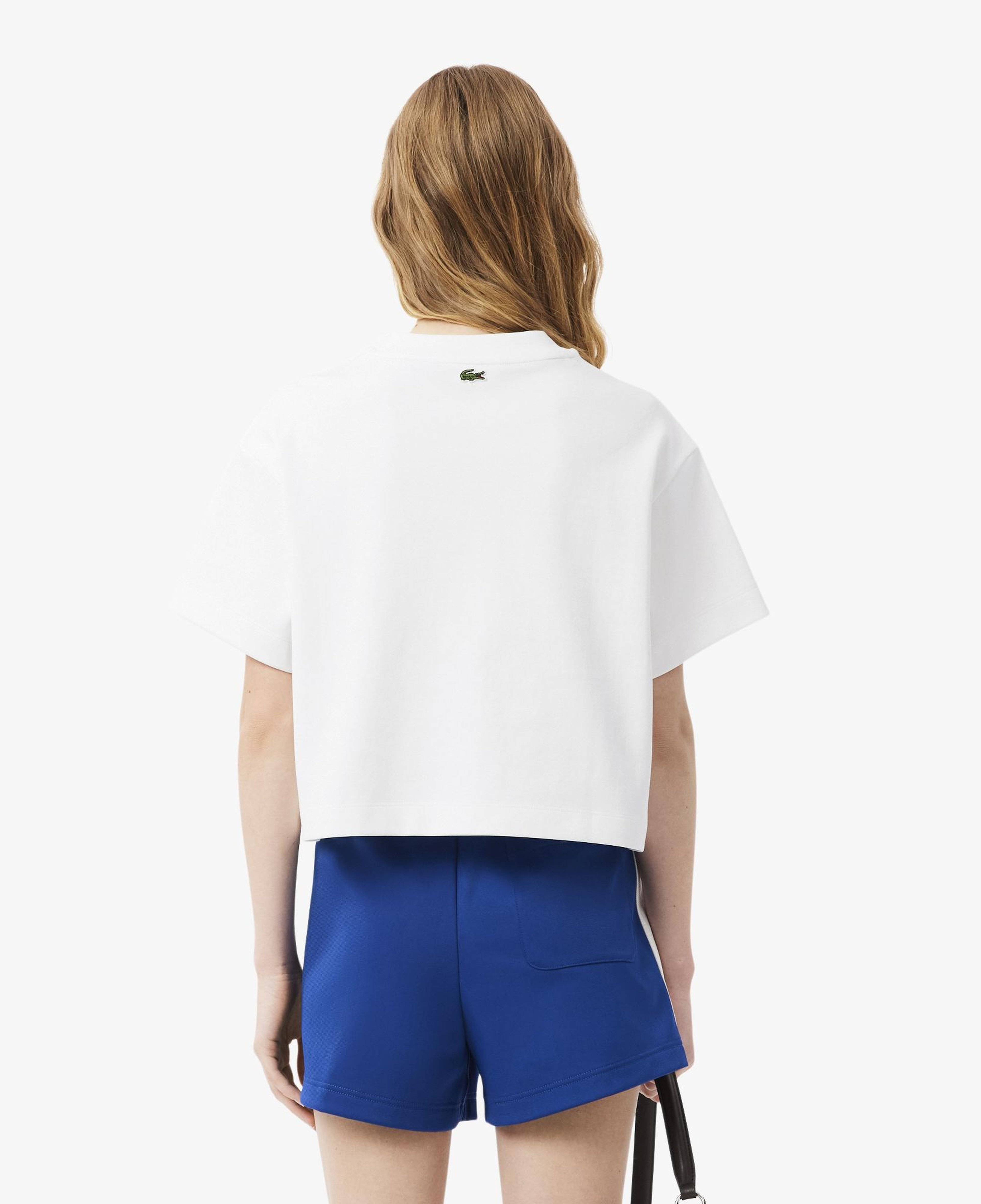 Kadın Oversize Fit Bisiklet Yaka Baskılı Beyaz T-Shirt