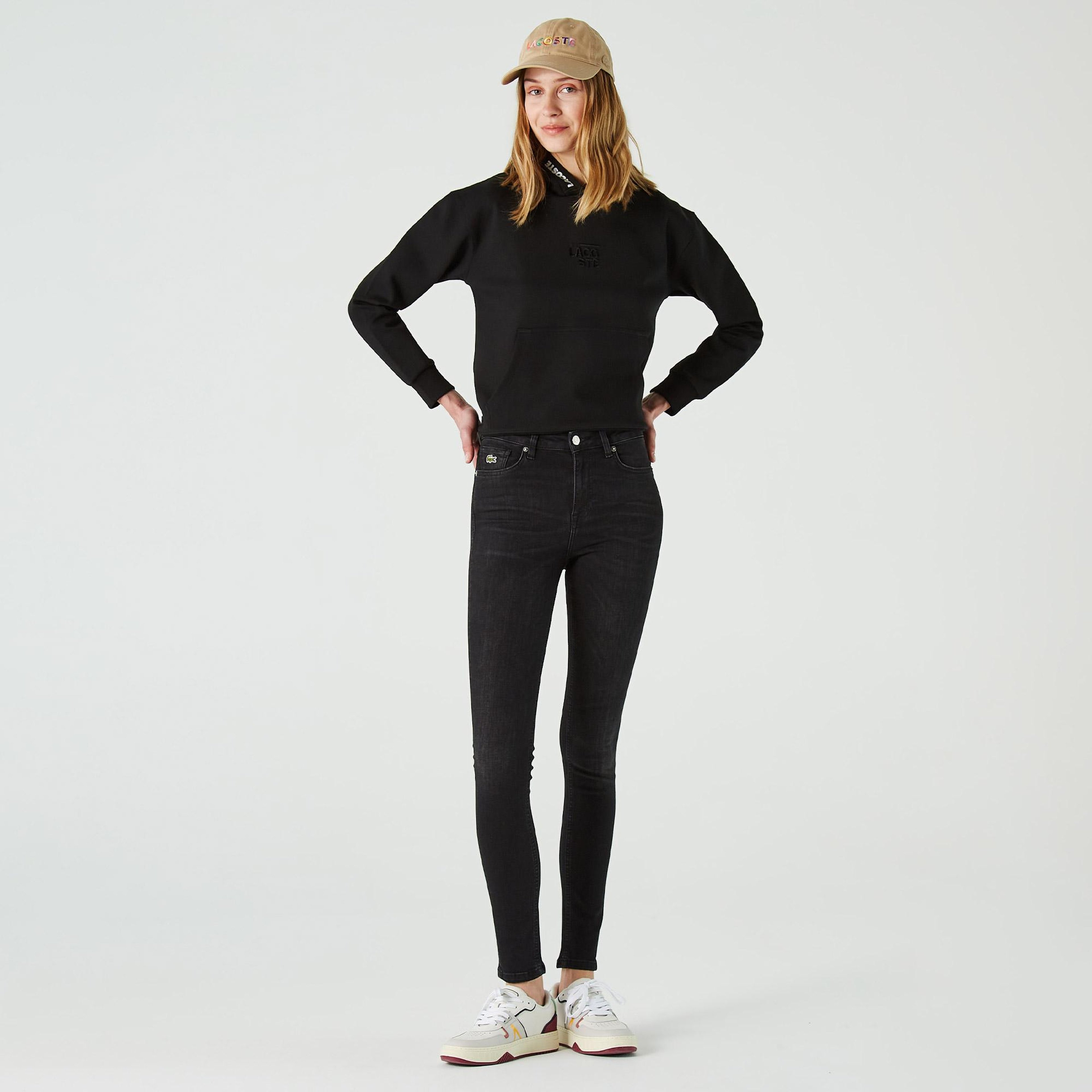 Lacoste Kadın Skinny Fit Denim Koyu Gri Pantolon