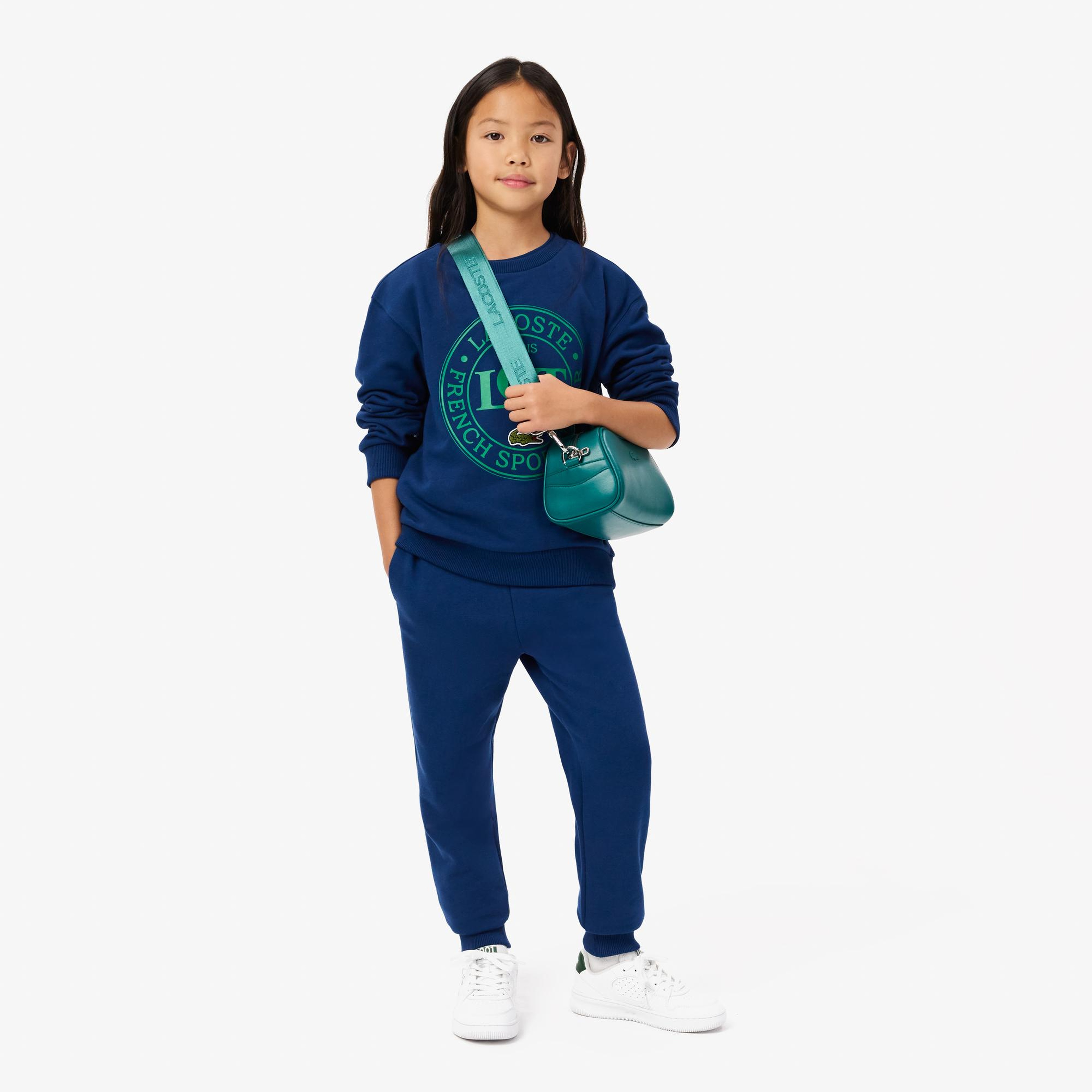 Çocuk Bisiket Yaka Baskılı Lacivert Sweatshirt