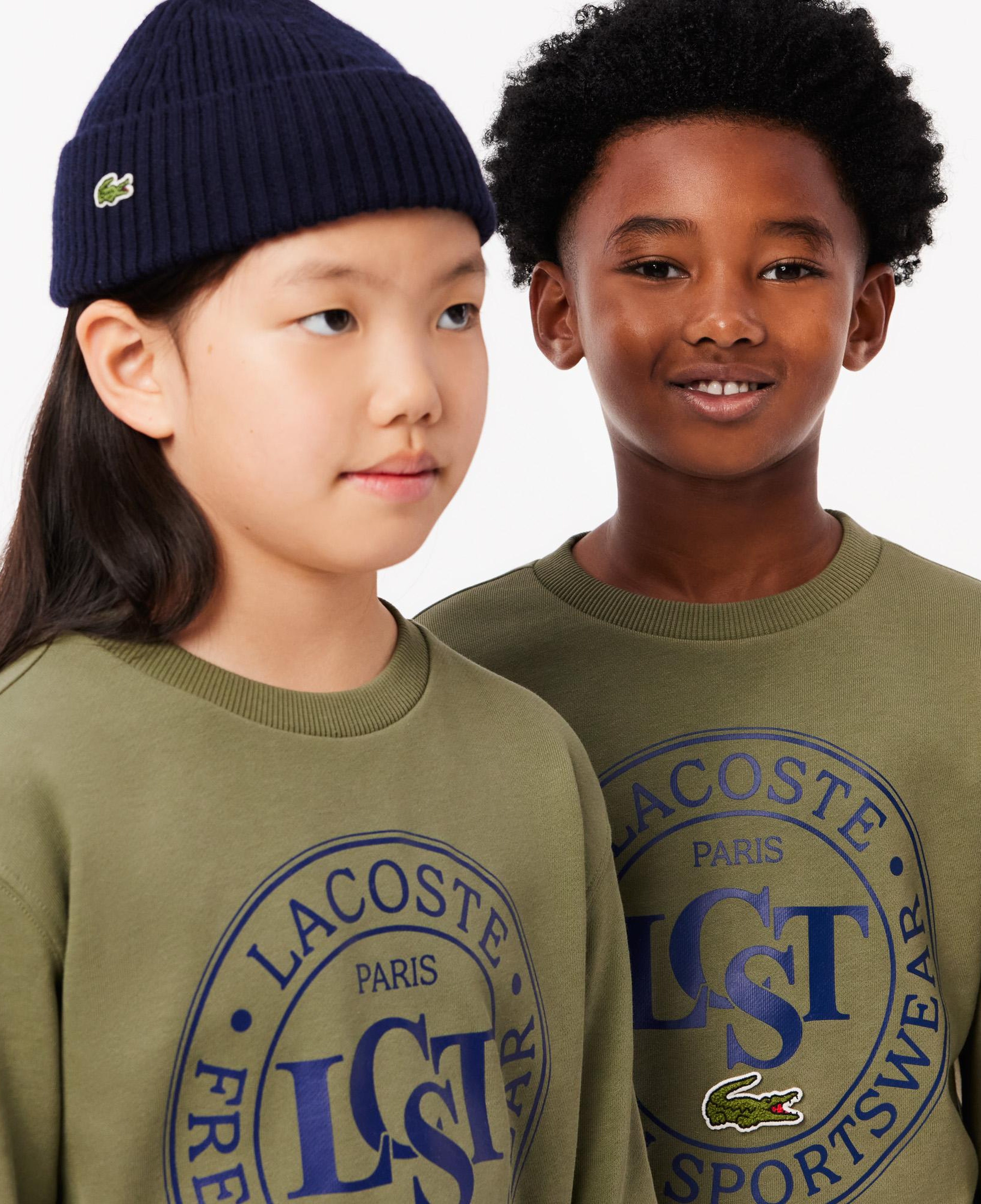 Çocuk Bisiklet Yaka Baskılı Haki Sweatshirt