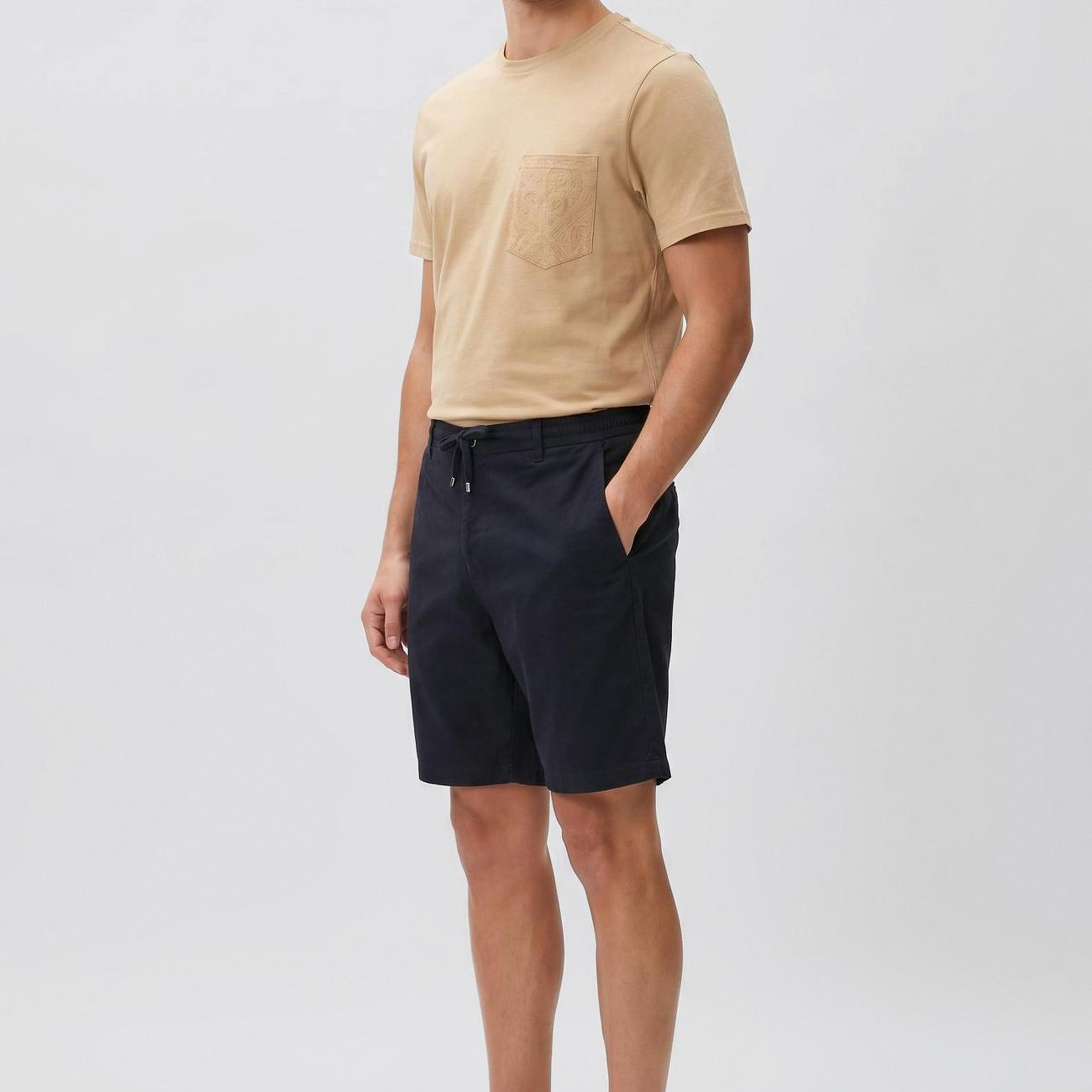 Network Erkek Slim Fit Lacivert Keten Karışımlı Dokuma Şort