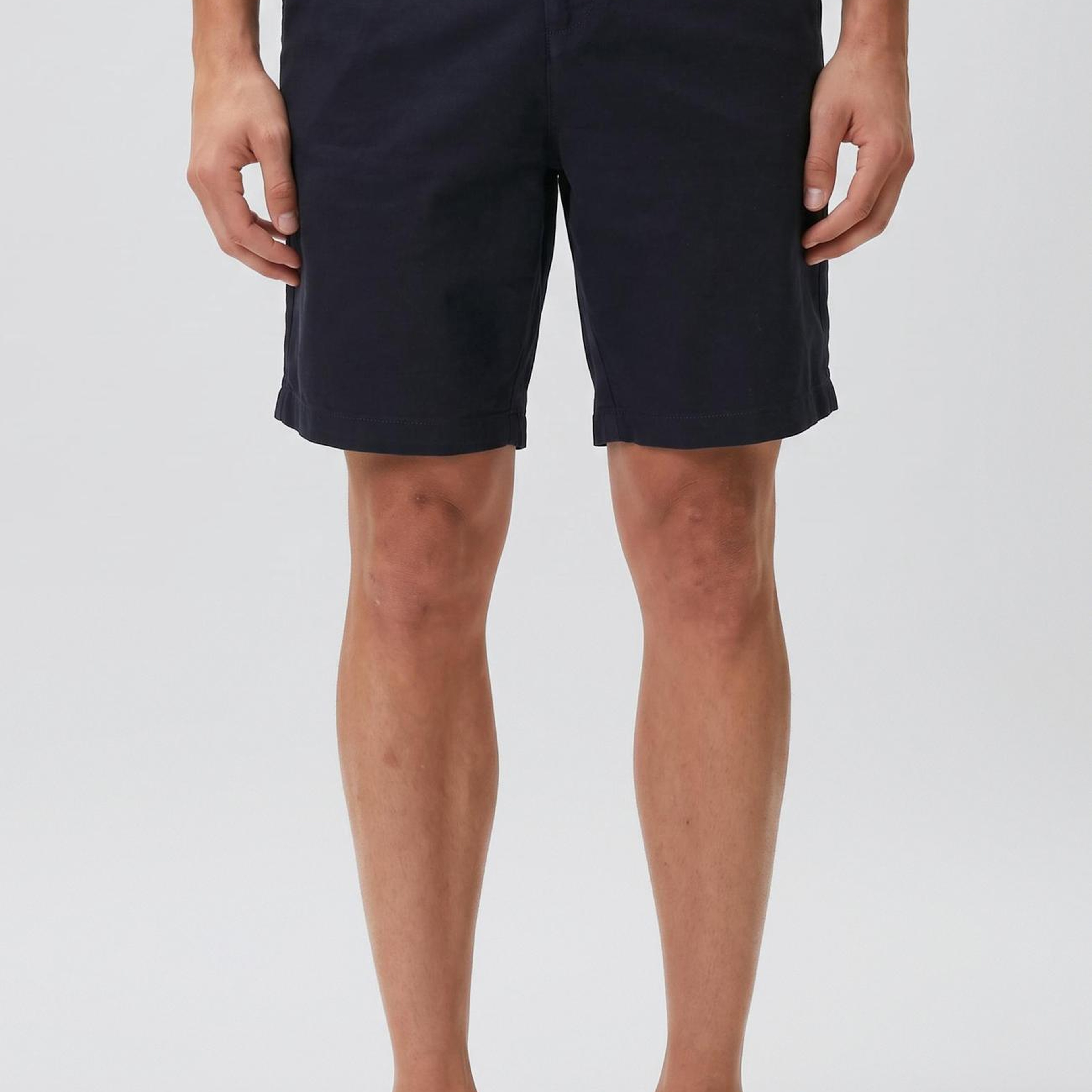 Network Erkek Slim Fit Lacivert Keten Karışımlı Dokuma Şort