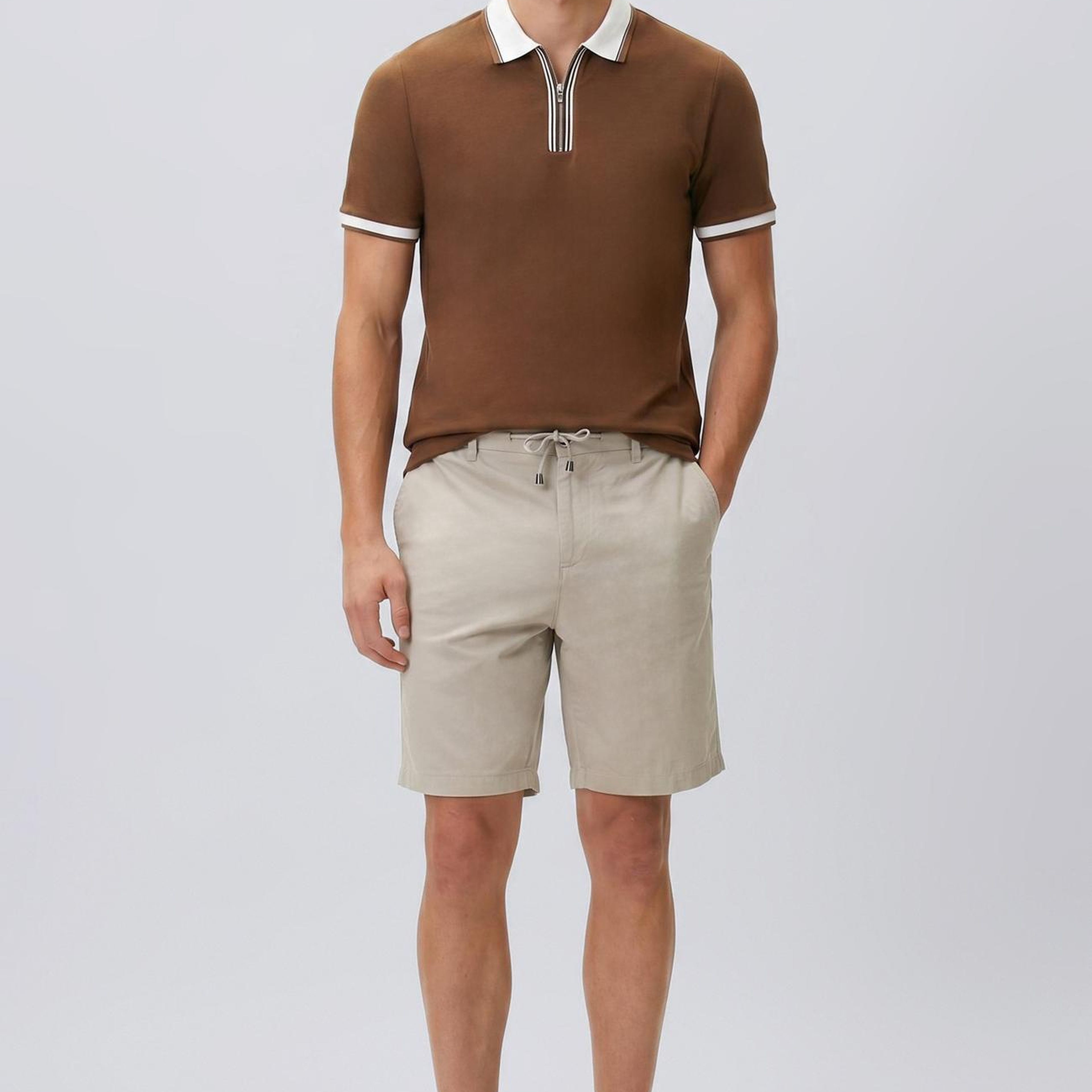 Network Erkek Slim Fit Vizon Keten Karışımlı Dokuma Şort