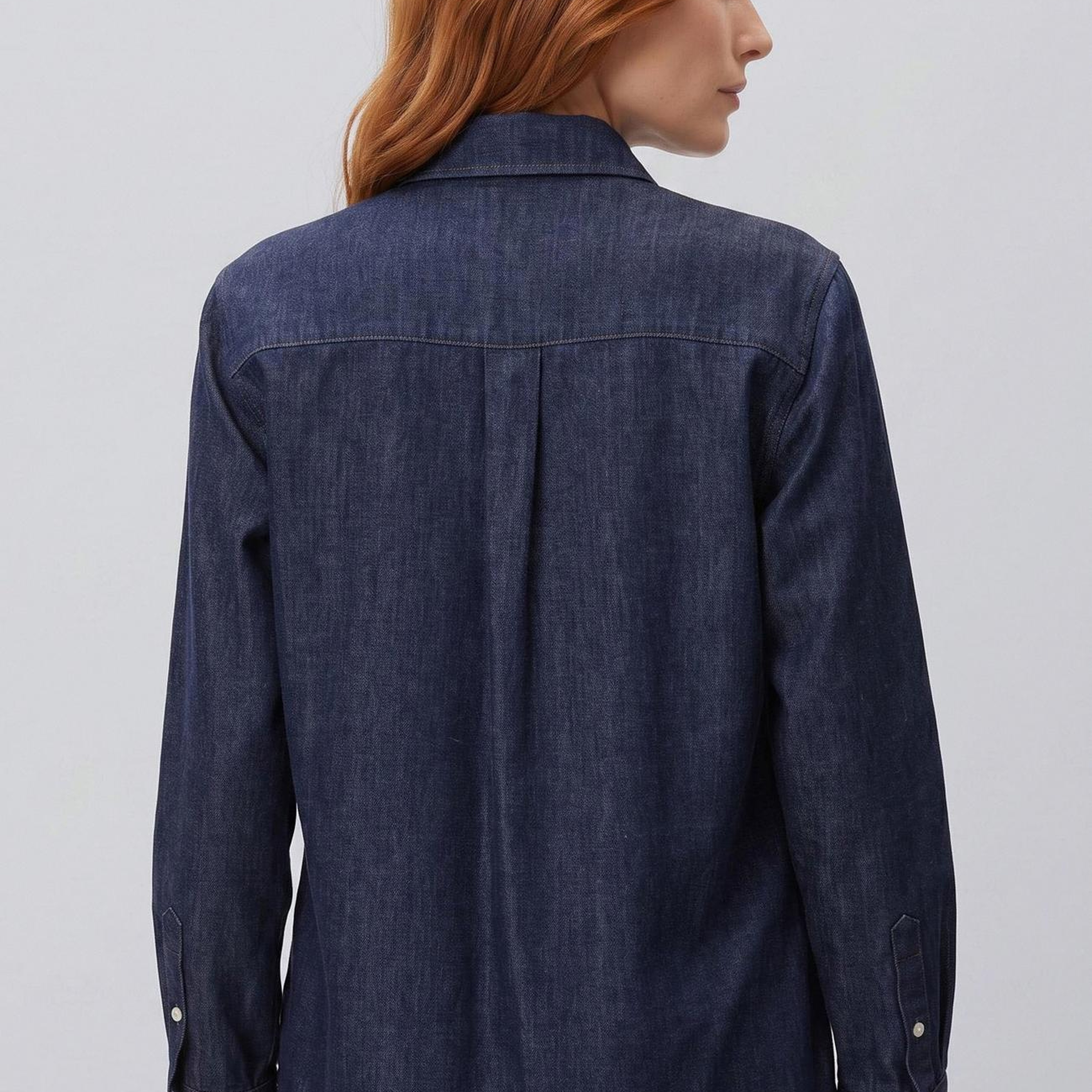 Network Kadın Lacivert Tencel Denim Gömlek