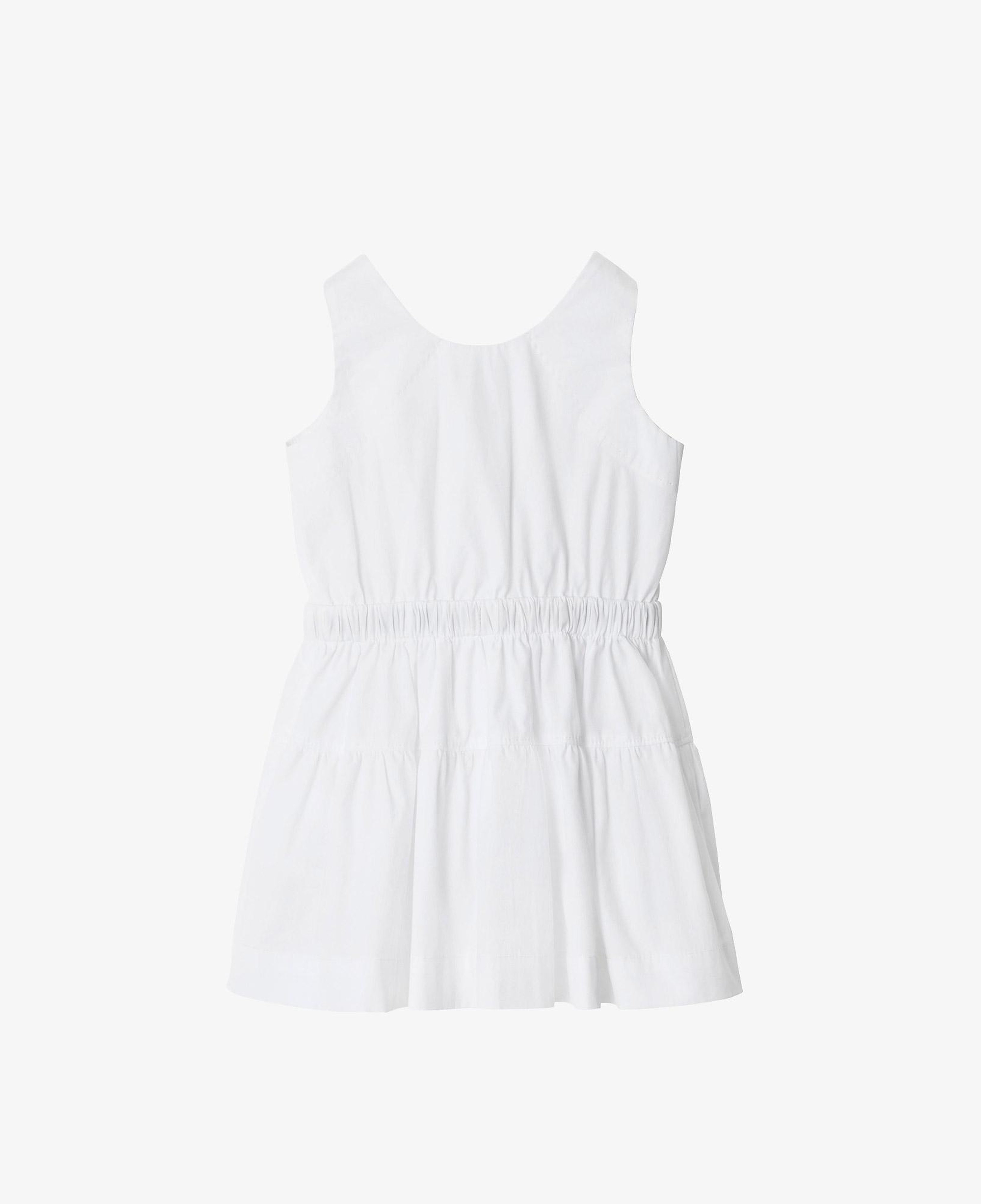 Burberry Check Trim Cotton Çocuk Beyaz Elbise