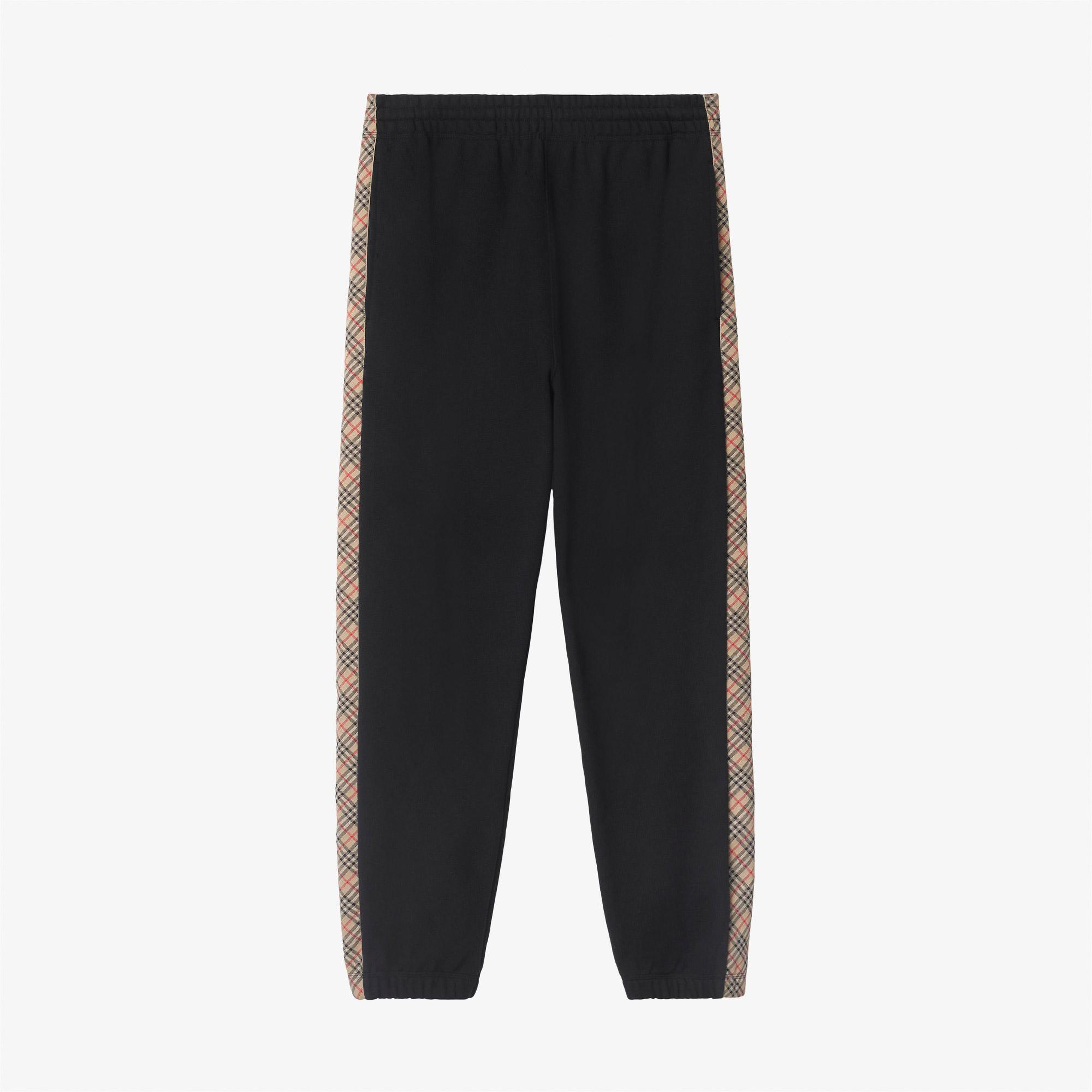 Burberry Sid Check Trim Cotton Erkek Siyah Eşofman Altı