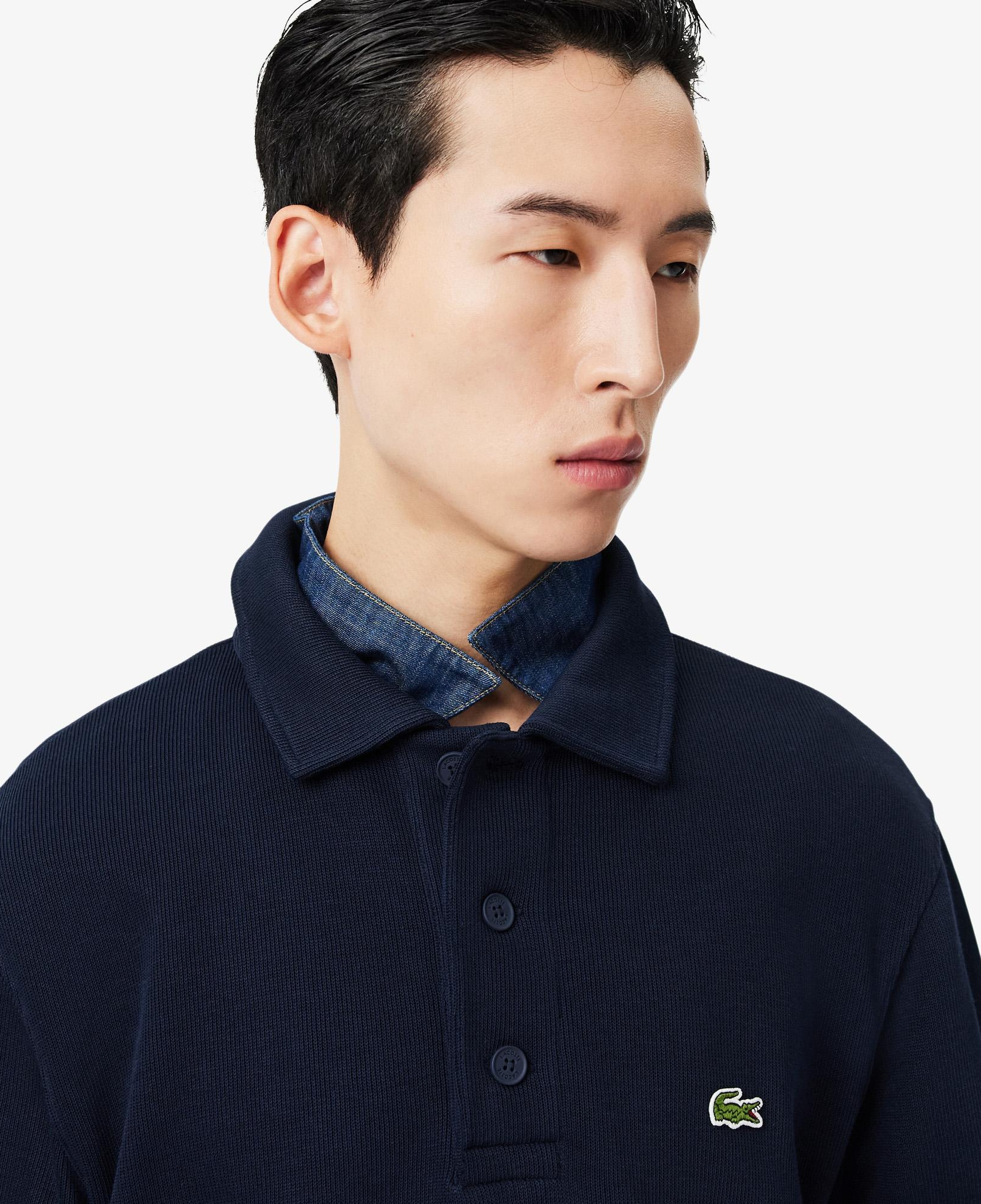 Erkek Classic Fit Polo Yaka Lacivert Sweatshirt