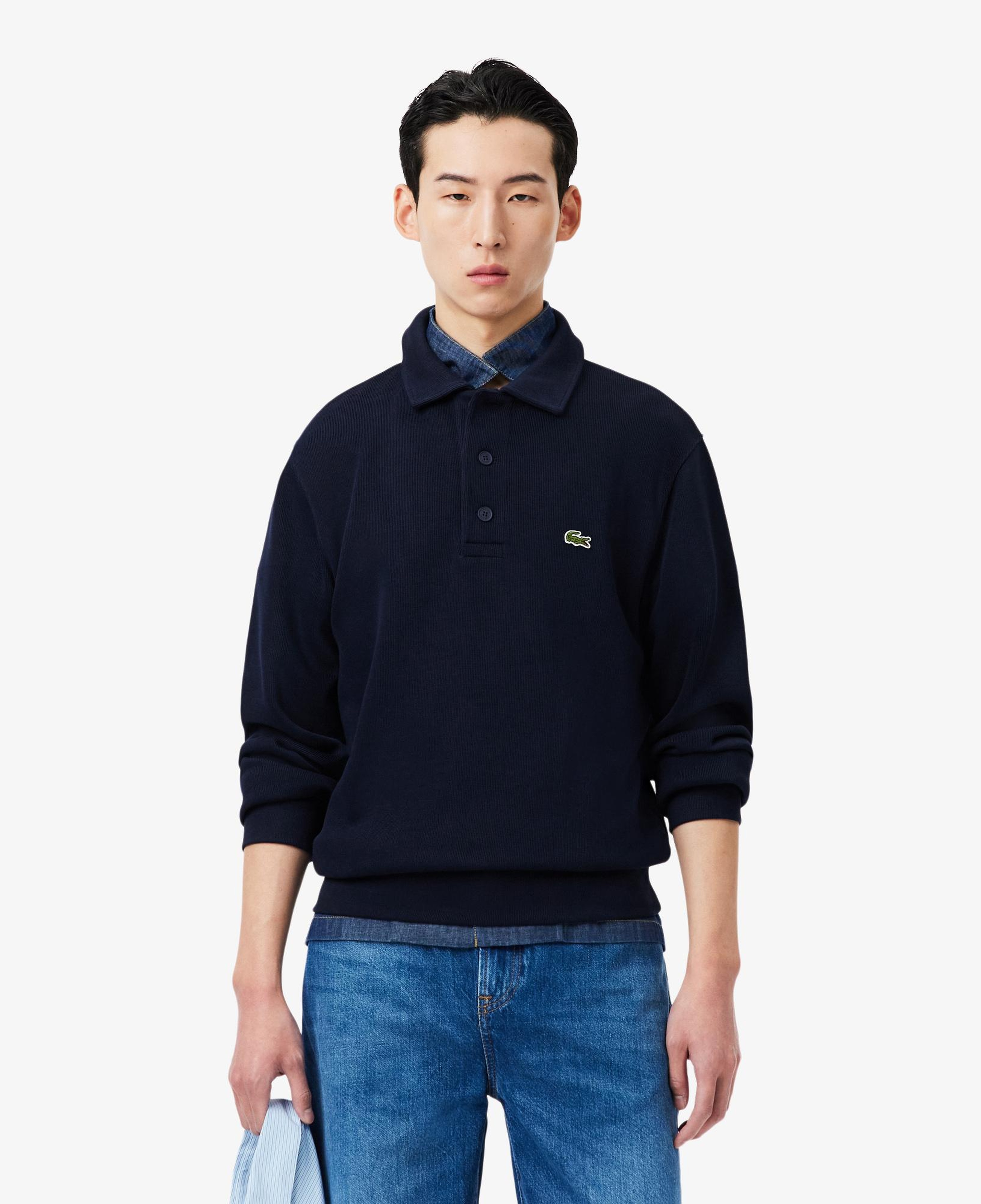 Erkek Classic Fit Polo Yaka Lacivert Sweatshirt