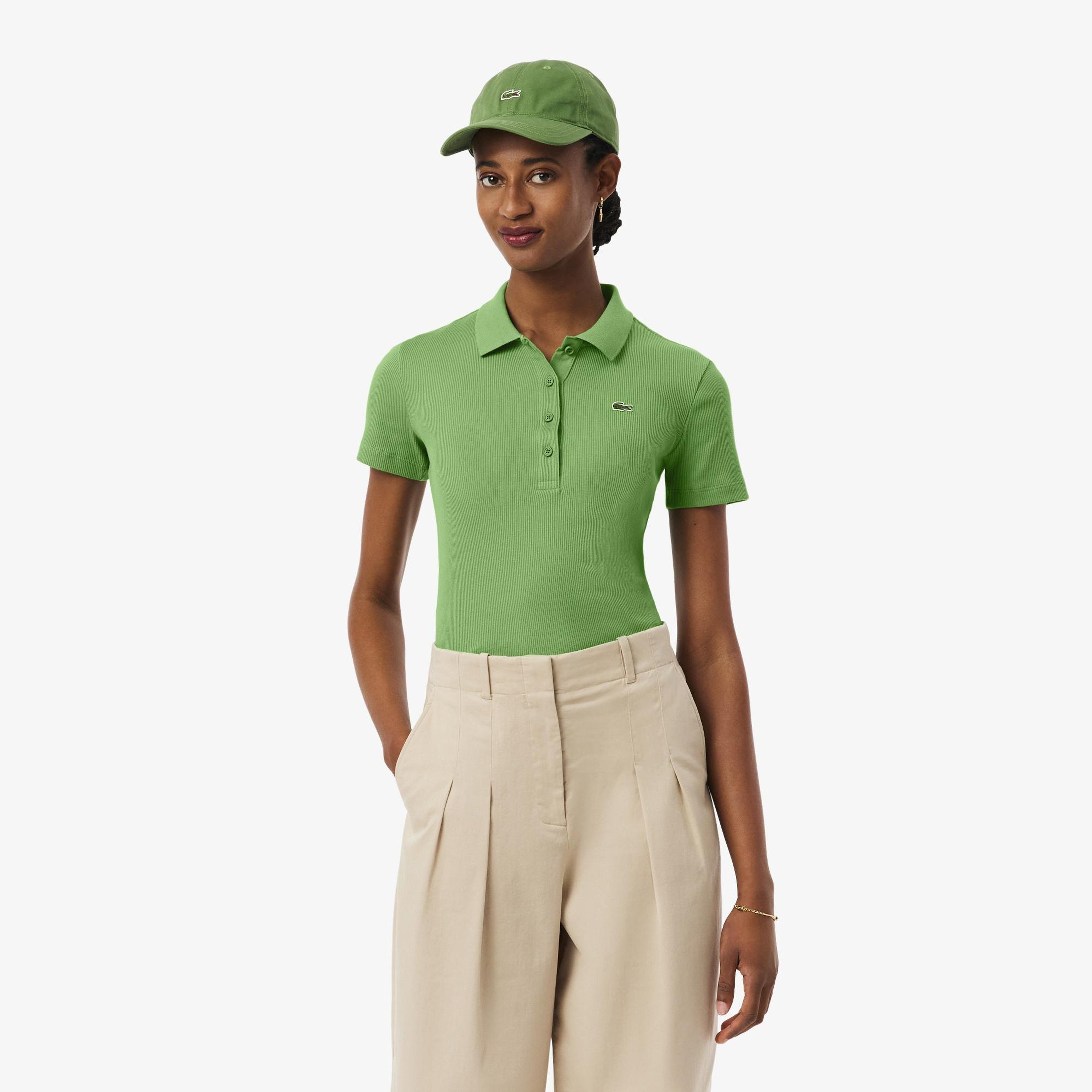 L.12.D Kadın Slim Fit Yeşil Polo