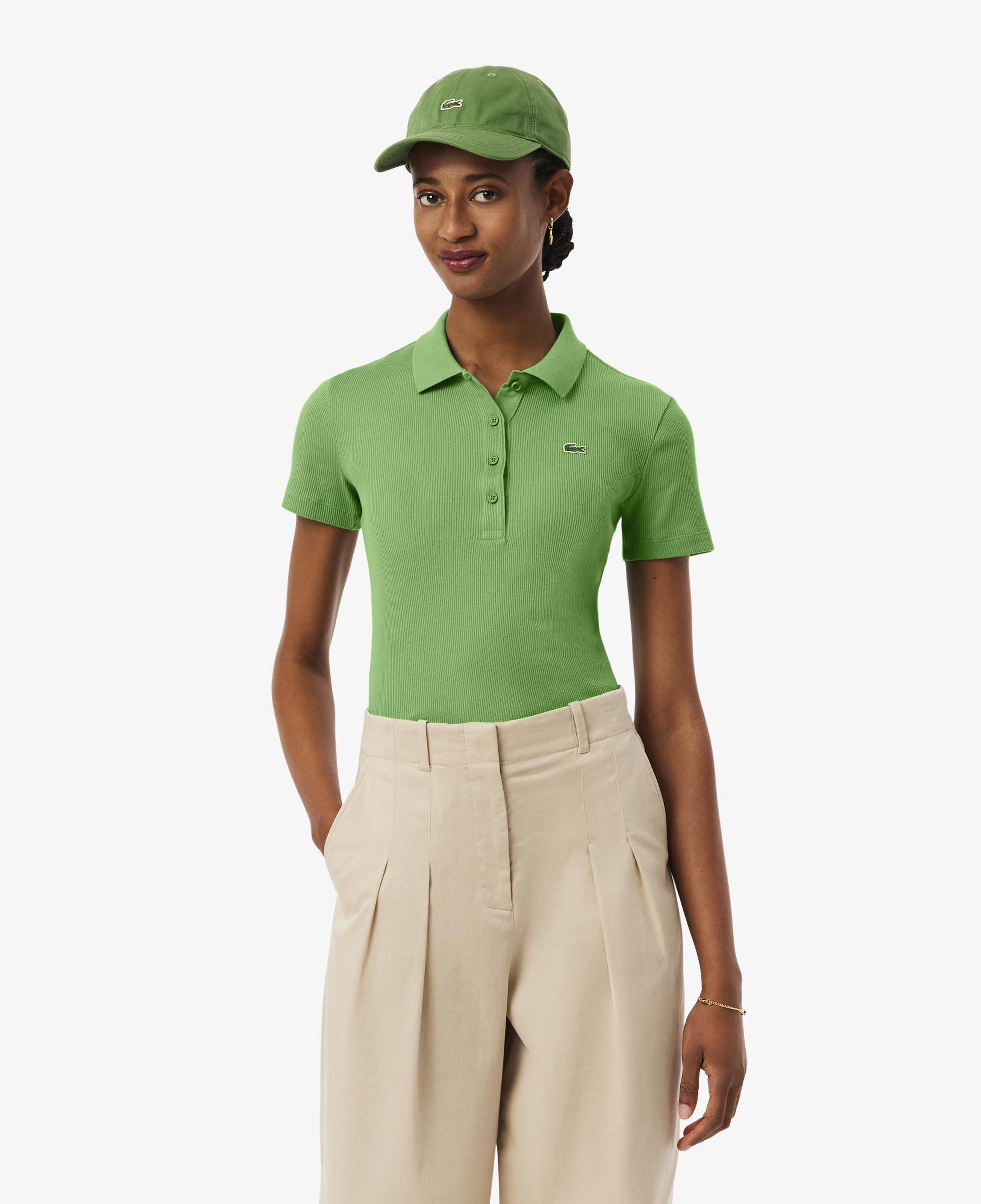 L.12.D Kadın Slim Fit Yeşil Polo