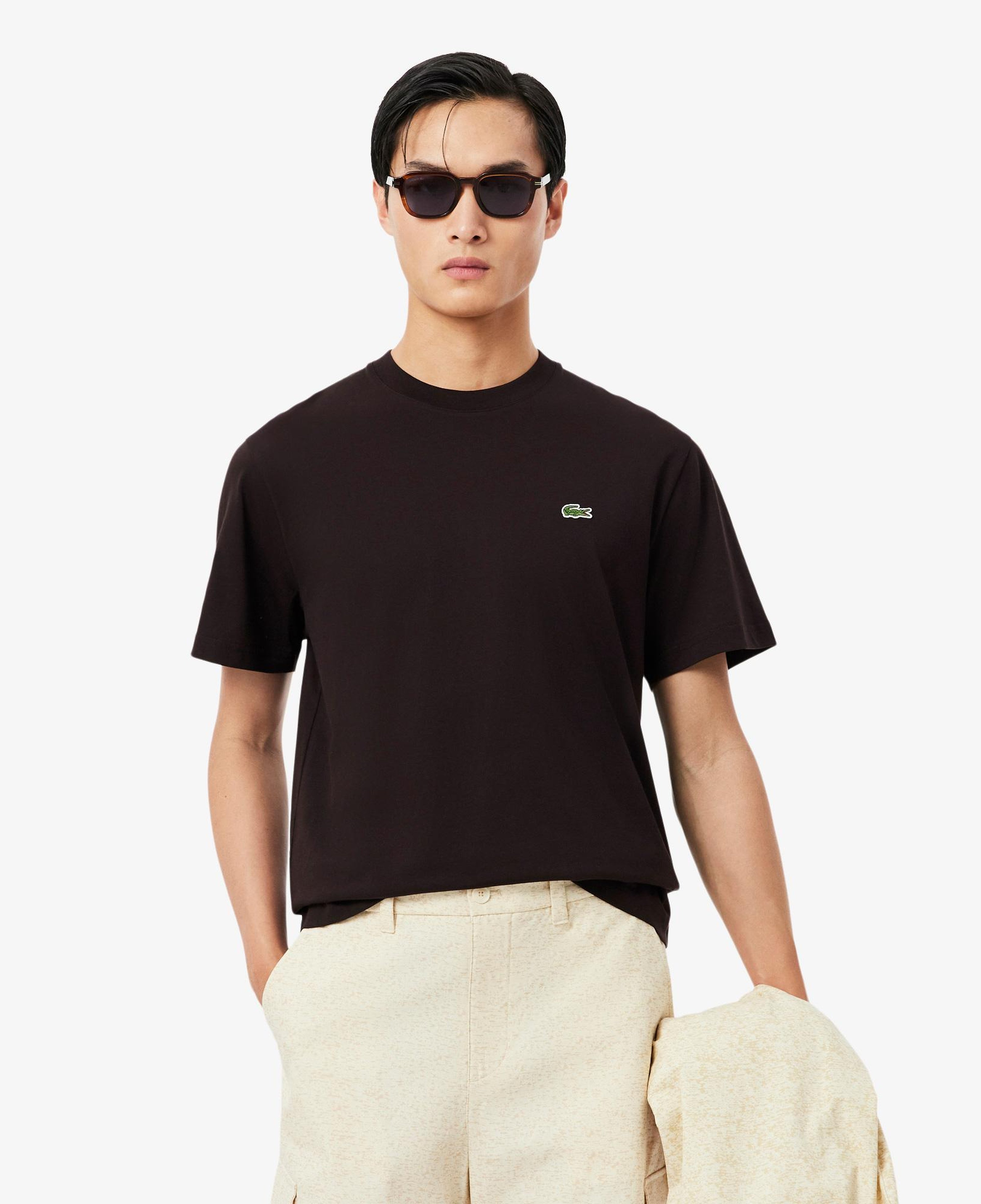 Erkek Classic Fit Bisiklet Yaka Kahverengi T-Shirt