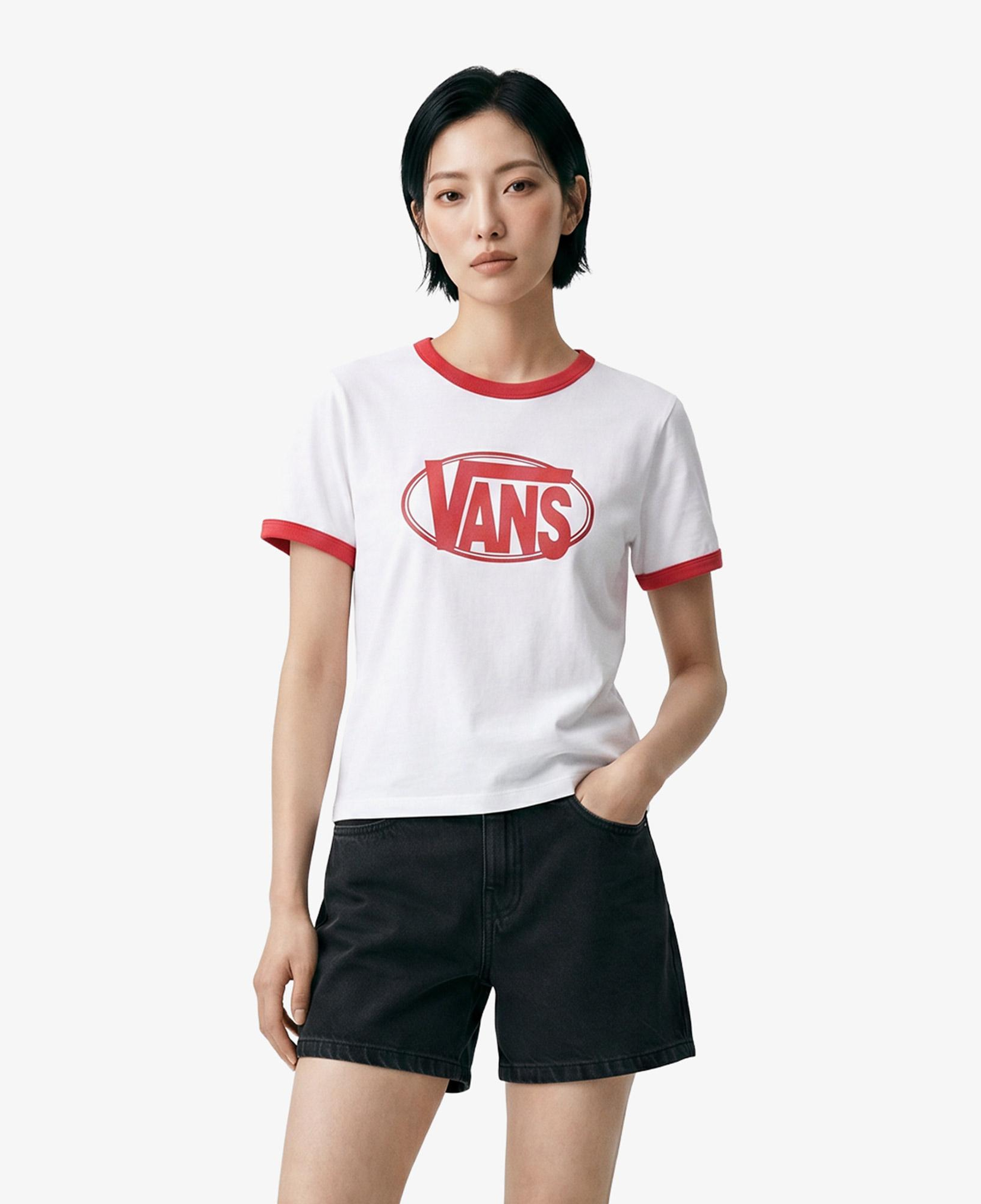 Vans Center Chest Ringer  Kadın Beyaz T-Shirt
