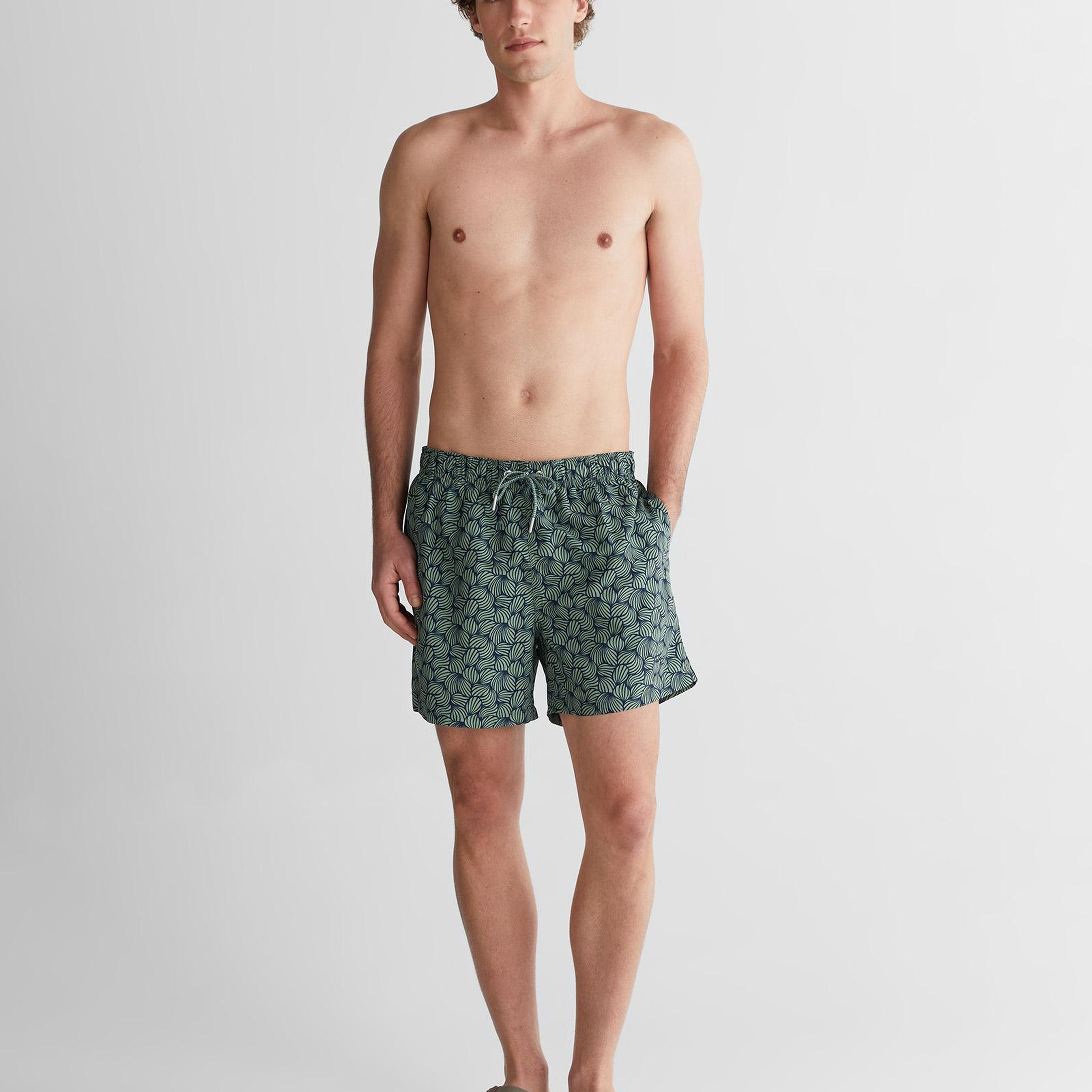 GANT Erkek Lacivert Regular Fit Desenli Mayo Şort