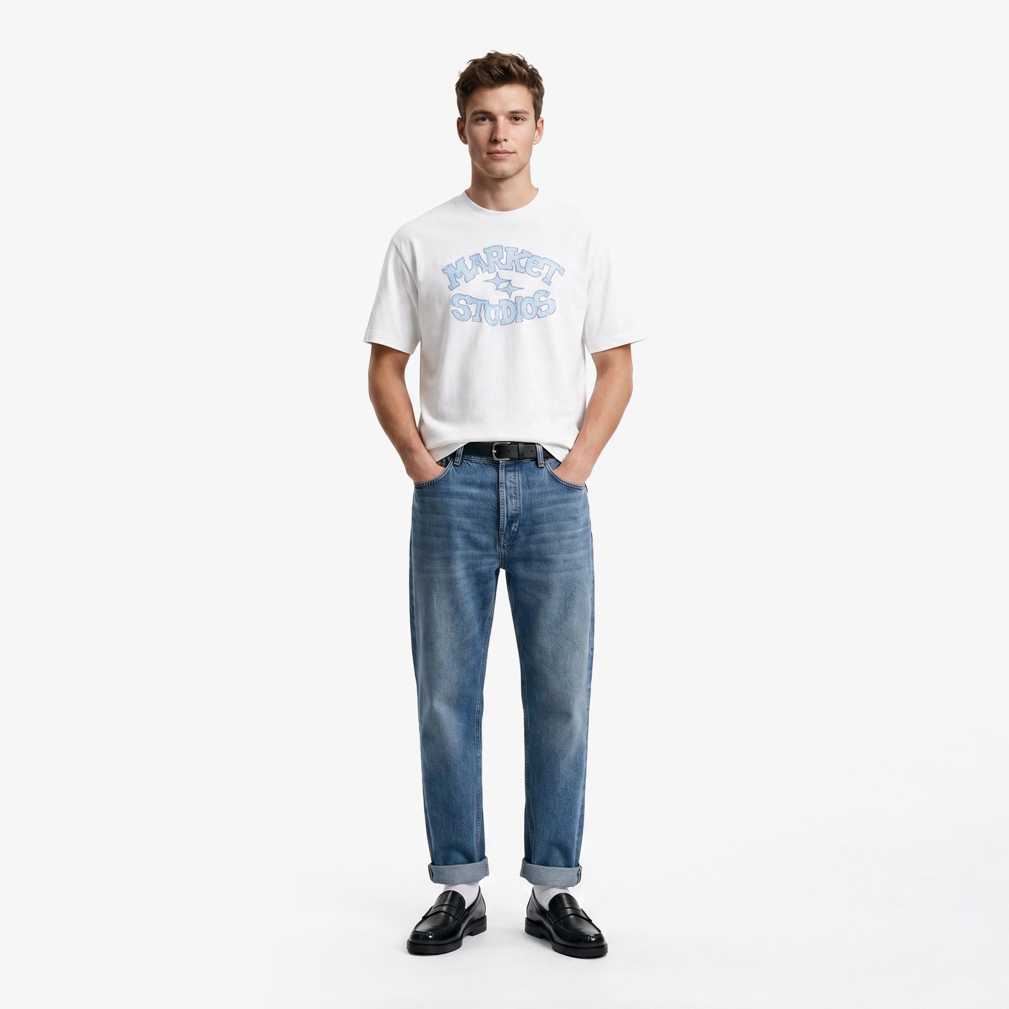 Market Smiley Old School Erkek Beyaz T-Shirt