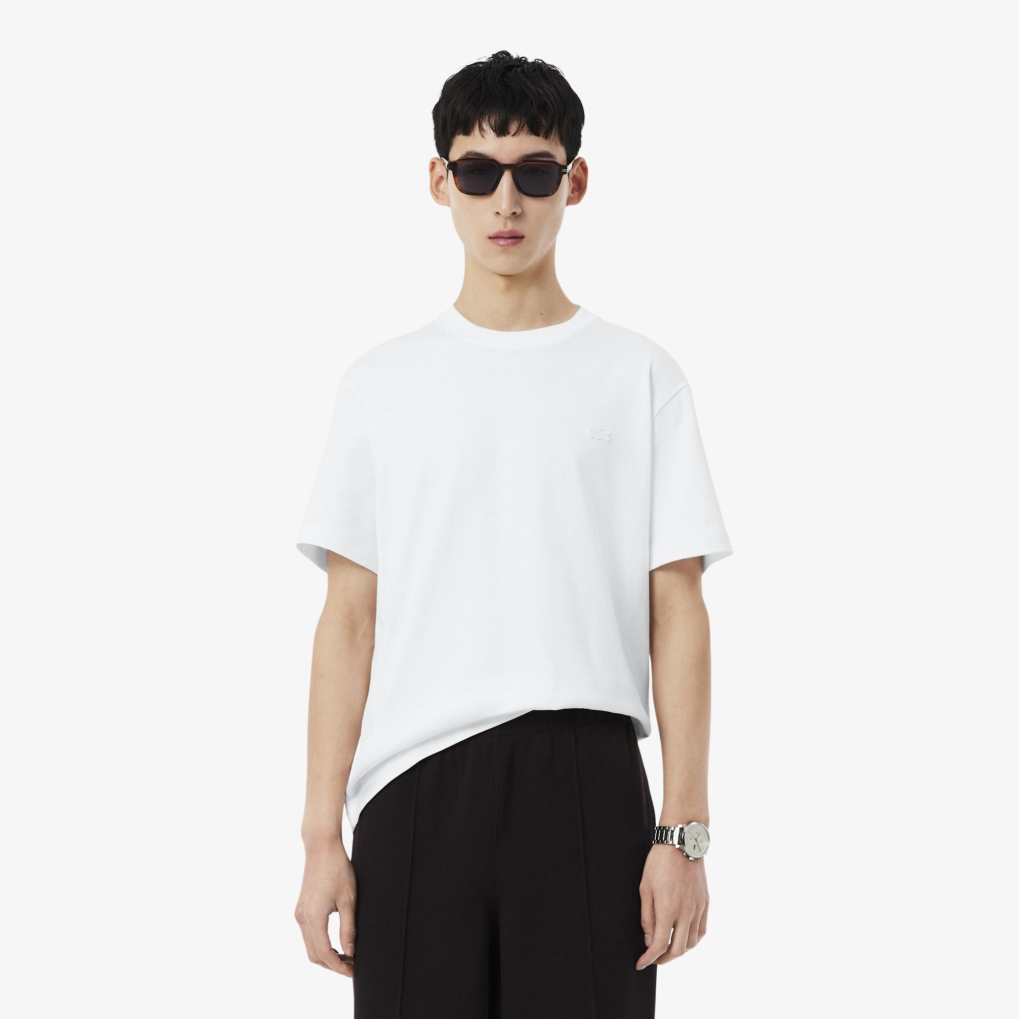 Erkek Classic Fit Bisiklet Yaka Baskılı Beyaz T-Shirt