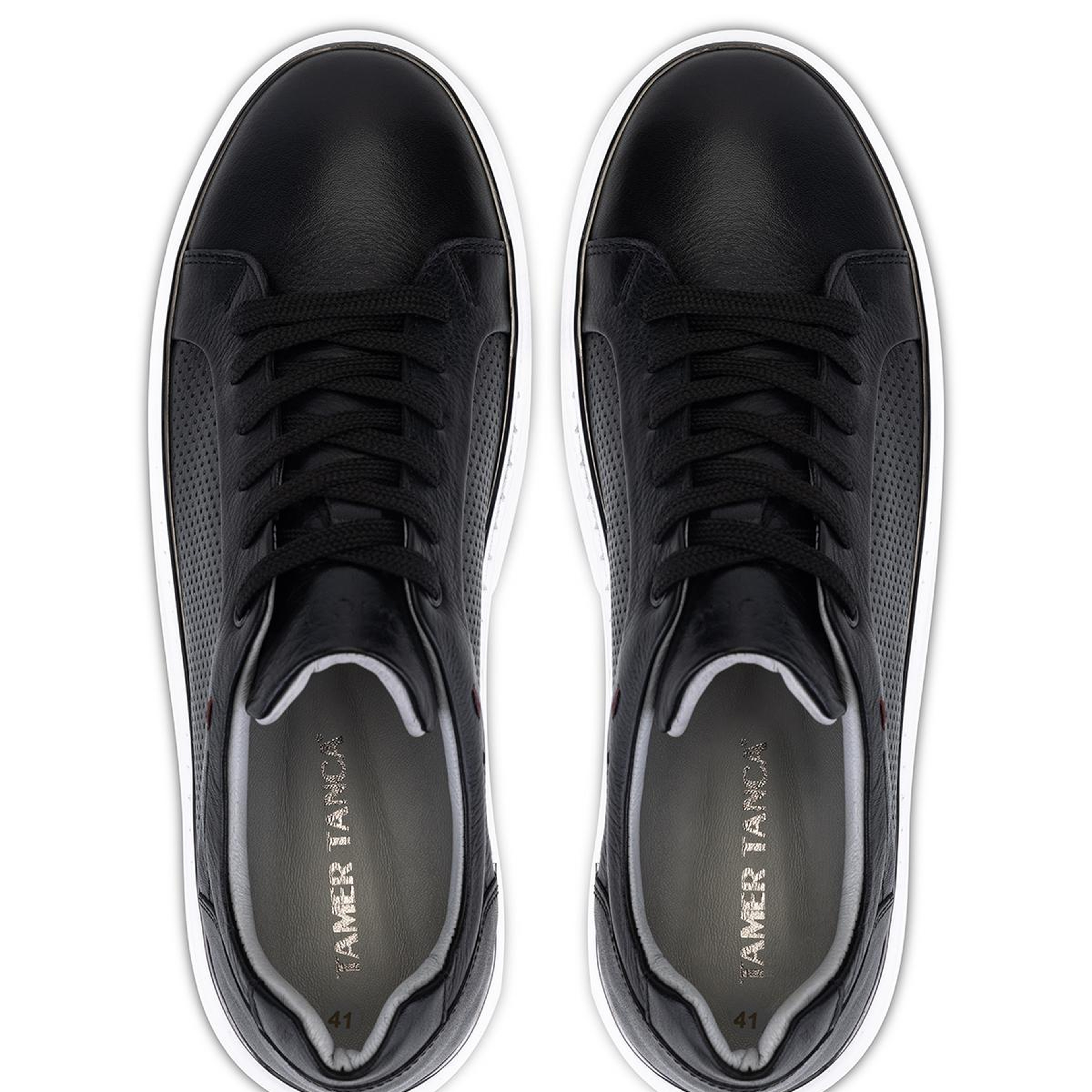 Tamer Tanca Erkek Hakiki Deri Siyah Sneakers & Spor Ayakkabı
