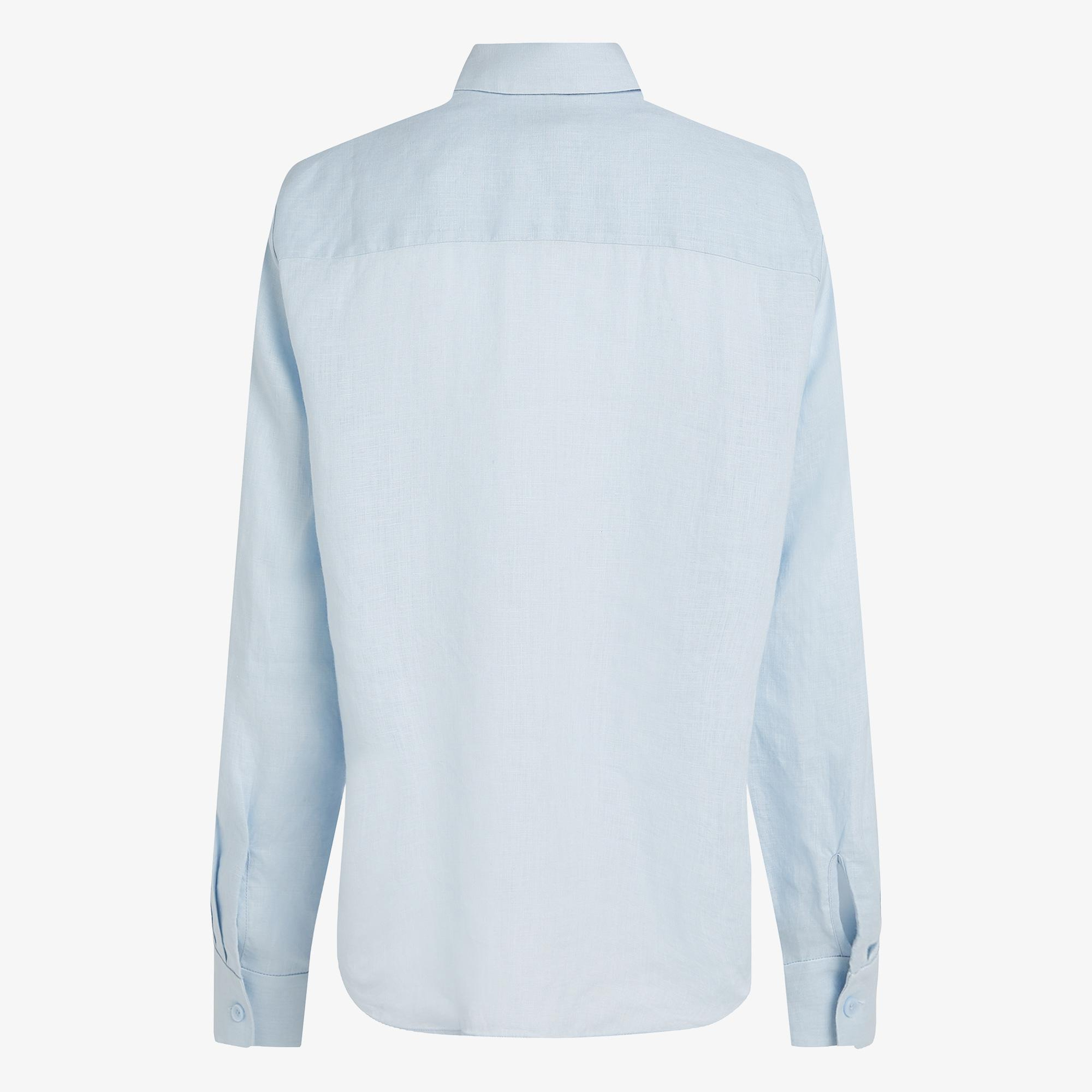 Tommy Hilfiger Linen Relaxed Kadın Keten Mavi Gömlek
