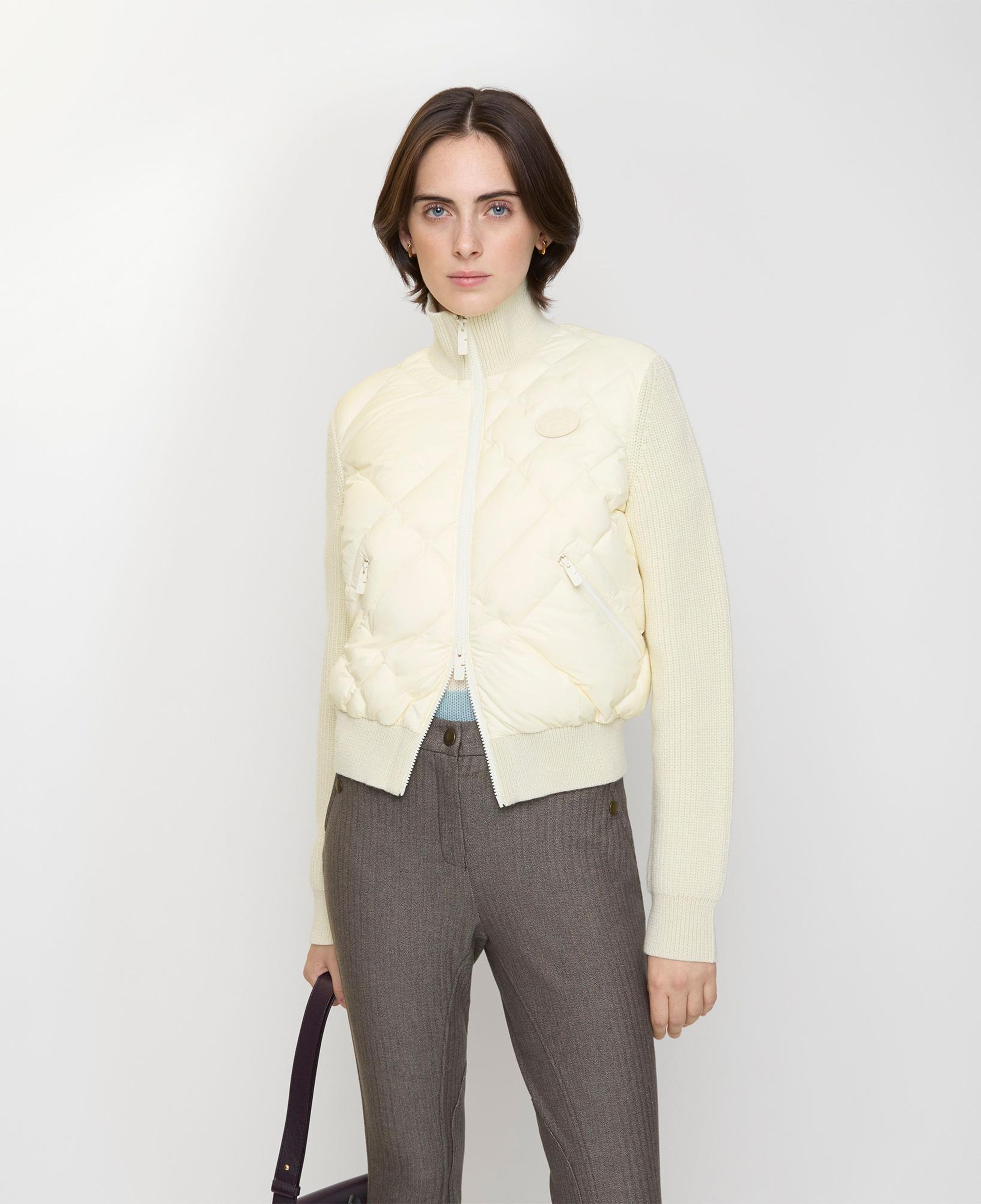 Burberry Check-Stitch Nylon And Wool Kadın Beyaz Ceket